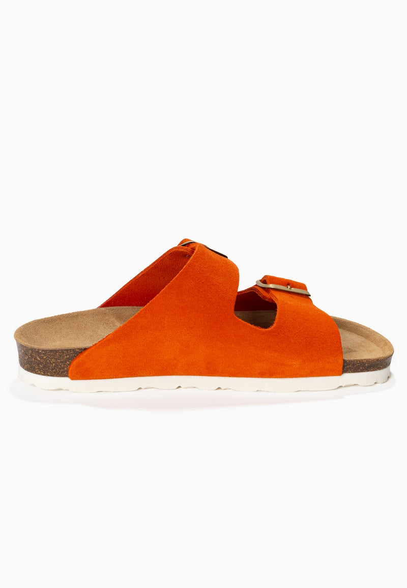 Atlas Orange Suede Leather 2 Strap Sandals