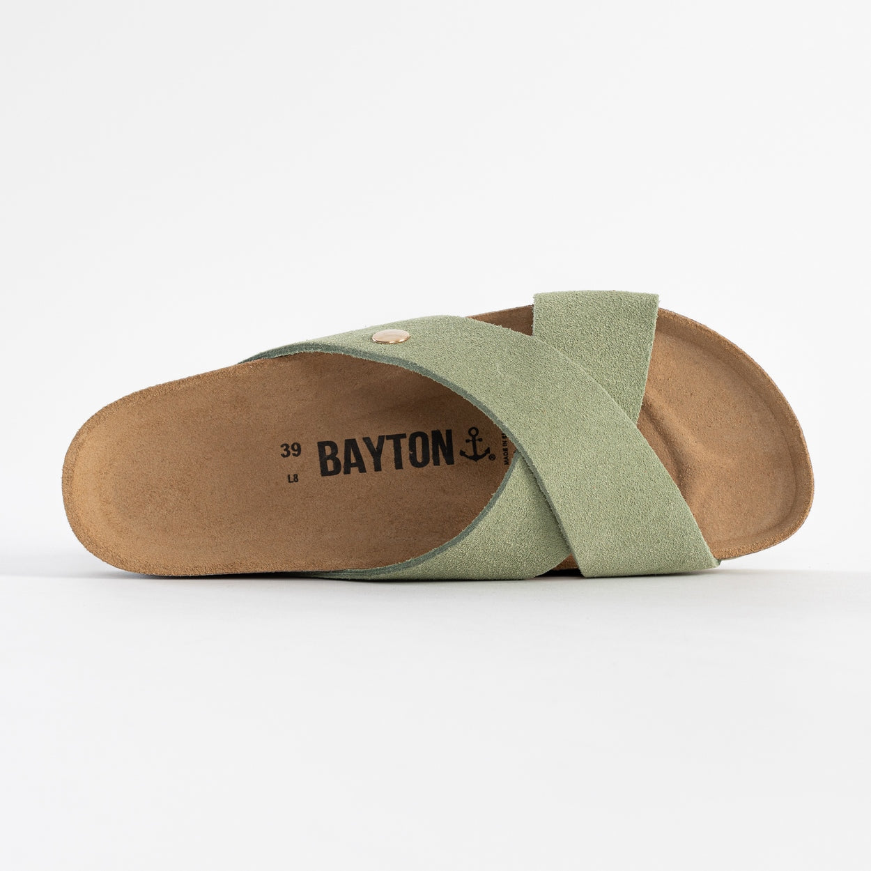 Burgos Khaki Suede Leather 2-Strap Sandals