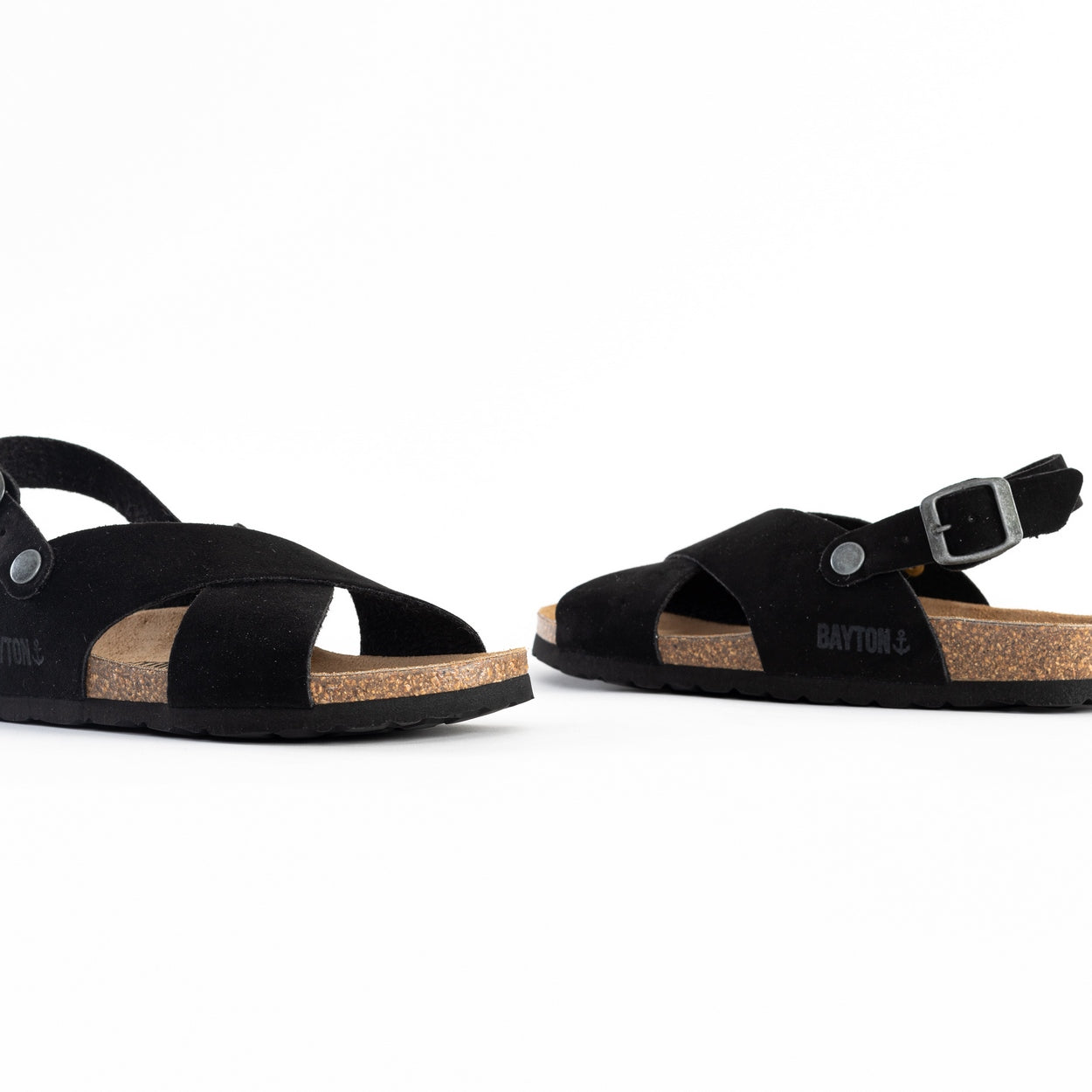 Black Tweed Multi-Strap Sandals