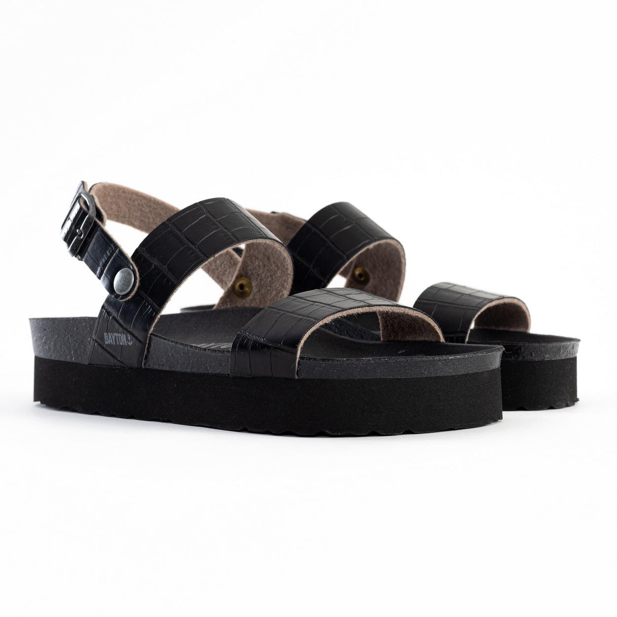 Almeria Black Platform Sandals