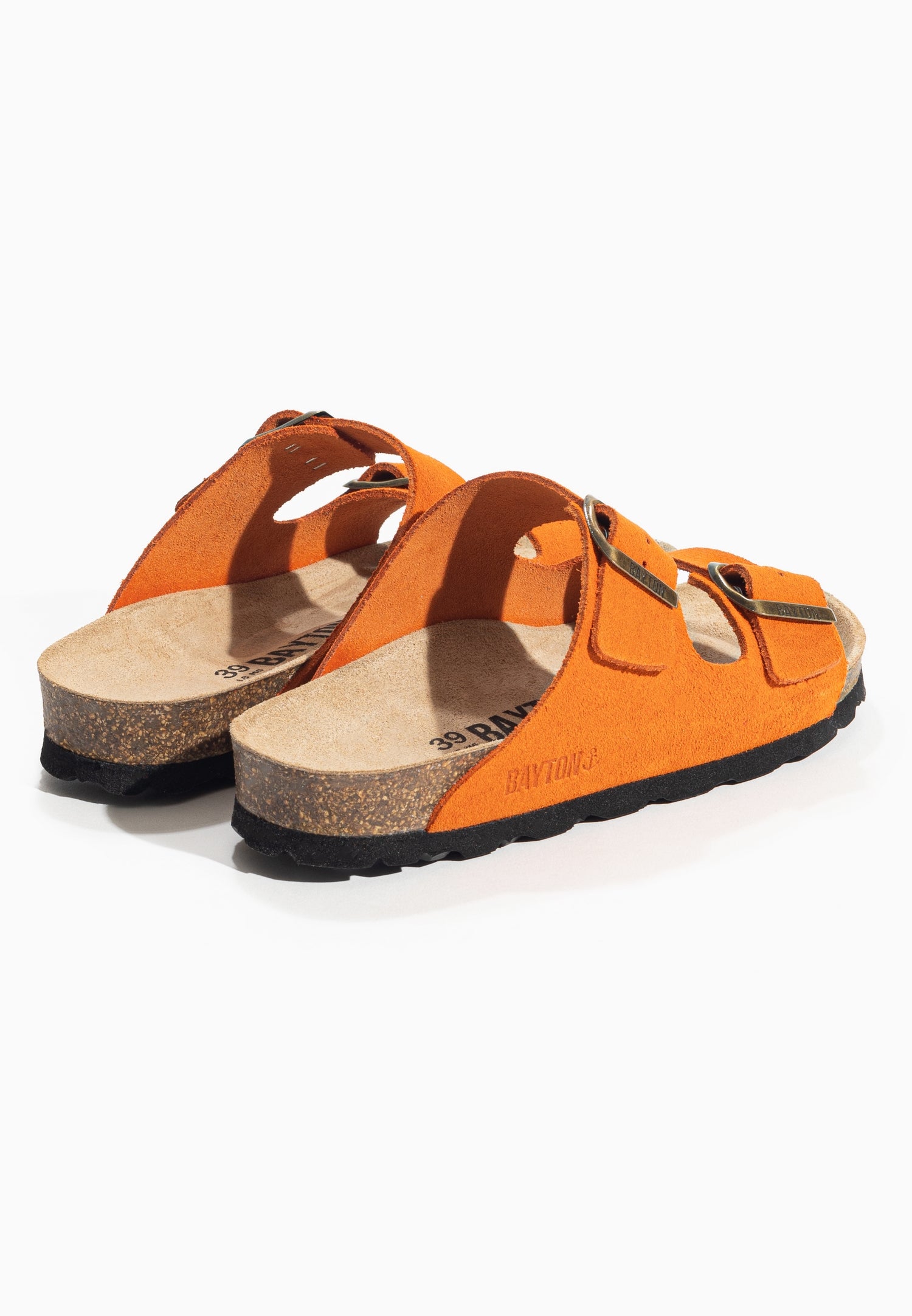 Tracy Orange Suede Leather 2 Strap Sandals