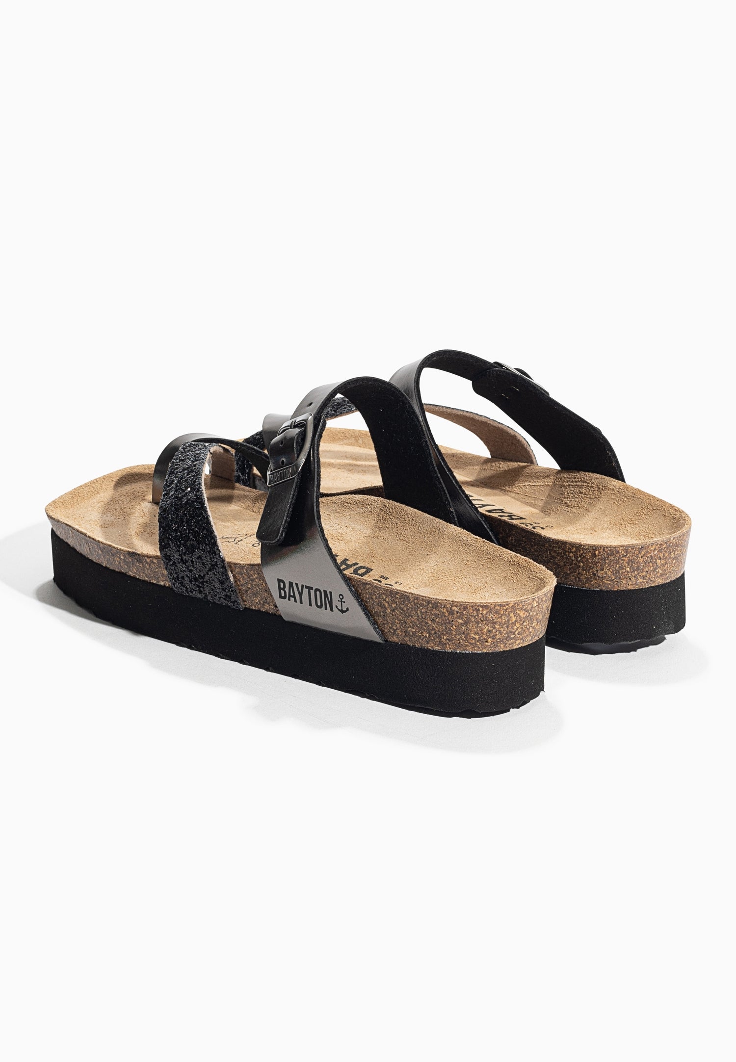 Andromac Dark Silver and Glitter Platform Sandals