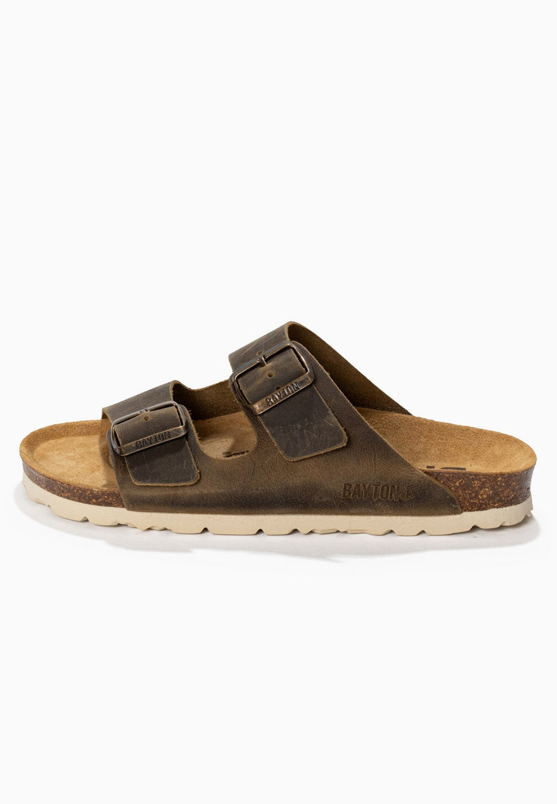 Atlas Brown 2 Strap Sandals 100% Leather