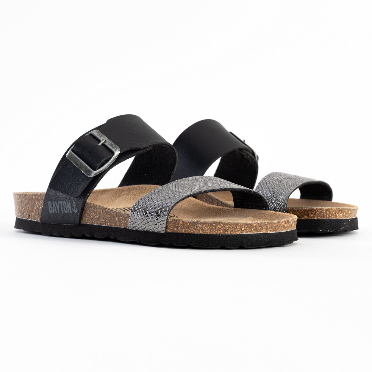 Sandales 2 Brides Valence Anthracite Et Noir