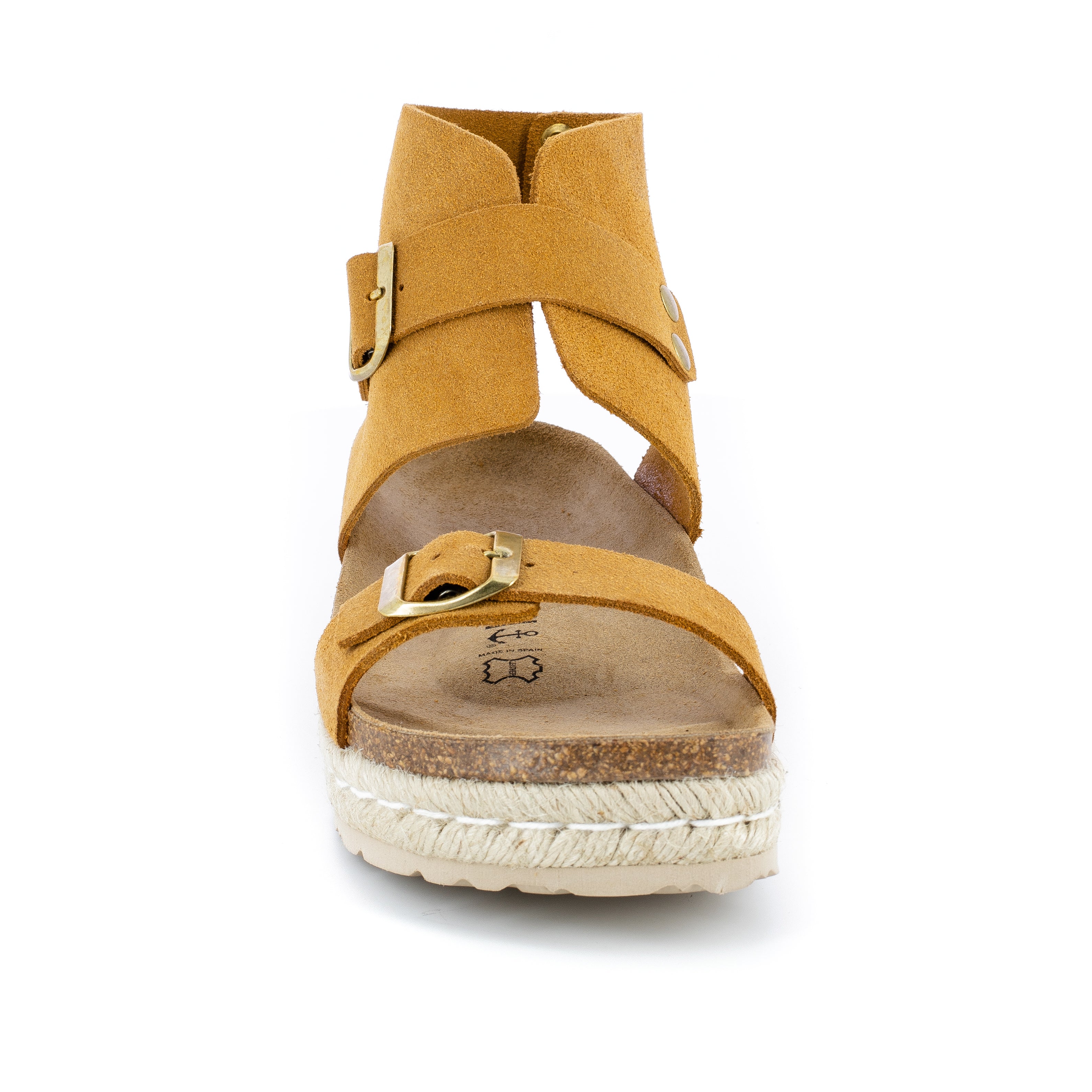 Dubbo Tan Suede Leather Multi-Strap Platform Sandals