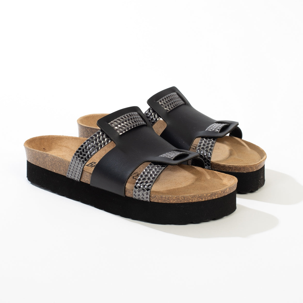 Lecce Black and Anthracite Platform Sandals