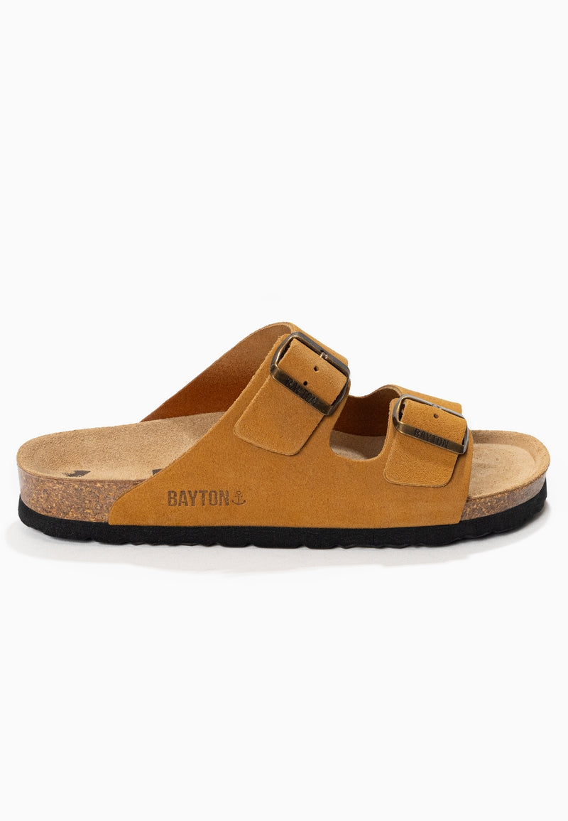 Atlas Camel Suede Leather 2 Strap Sandals