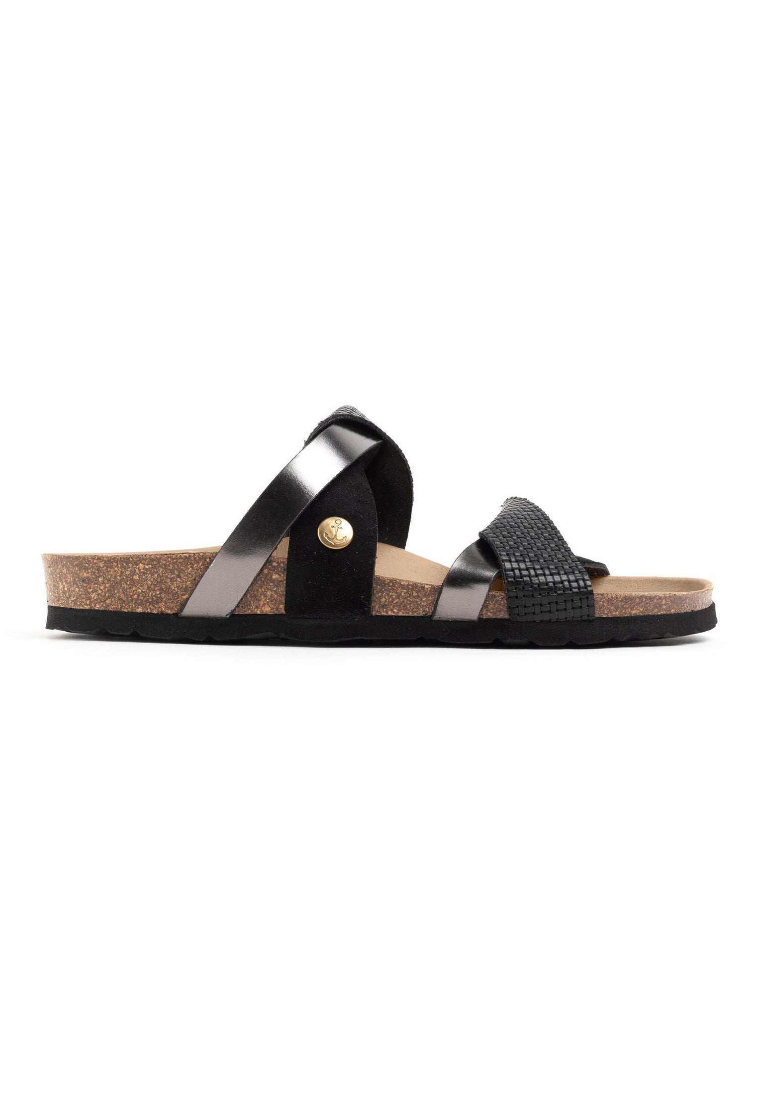 Biarritz Black and Anthracite 2 Strap Sandals