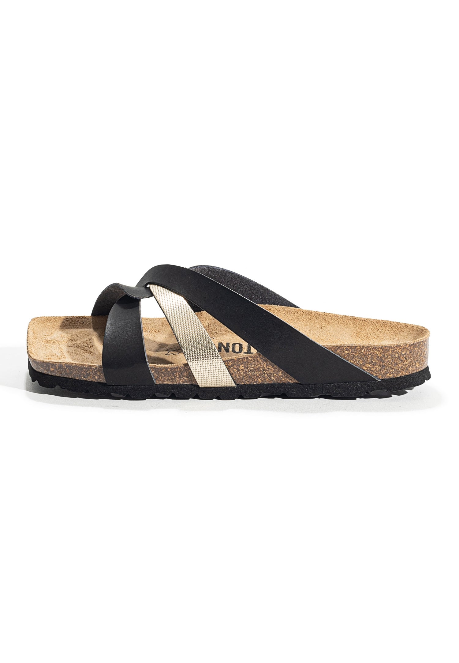 Santander Black and Gold Multi-Strap Sandals