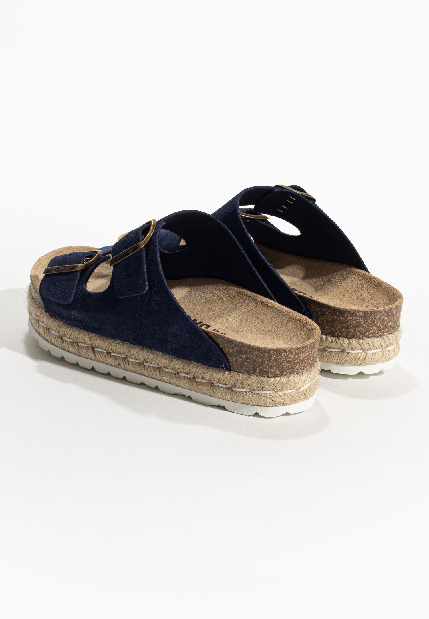 Olympe Navy Blue Suede Leather Platform Sandals