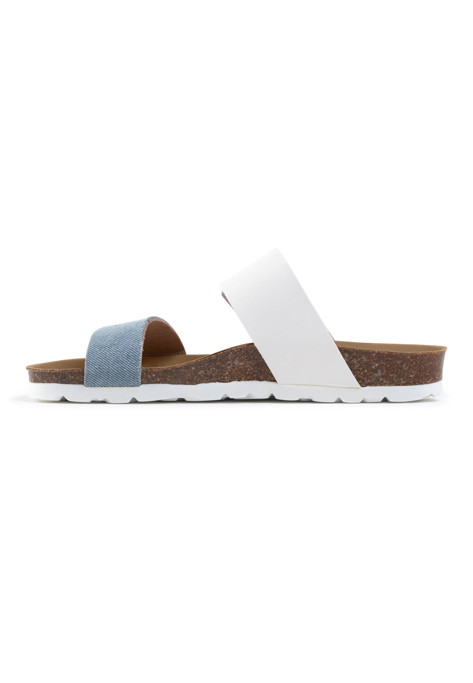 Sandalias Valence 2 Tiras Denim Azul Celeste Y Blanco