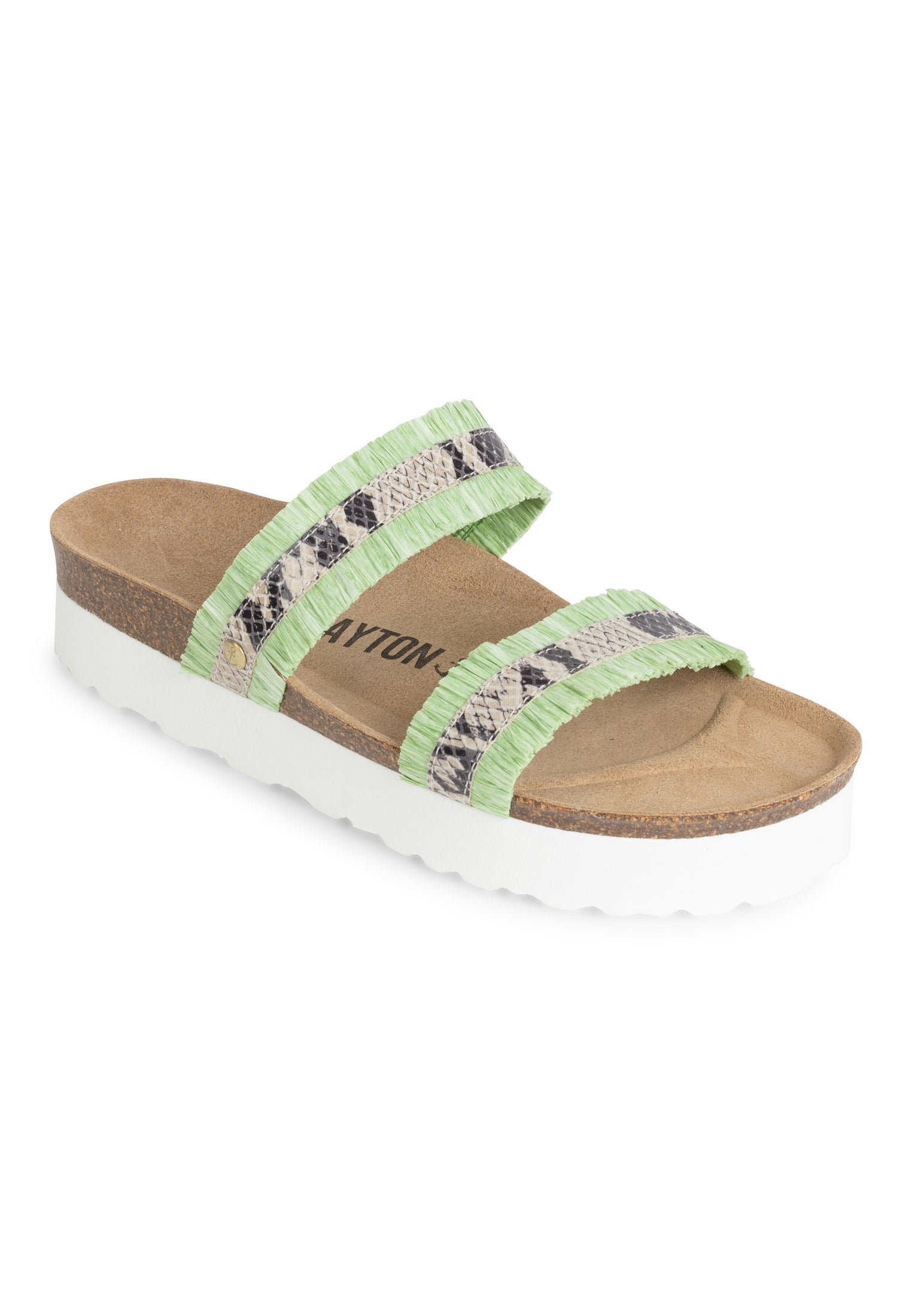 Sandals 2 Straps Rozen Rafia Green and Off-White