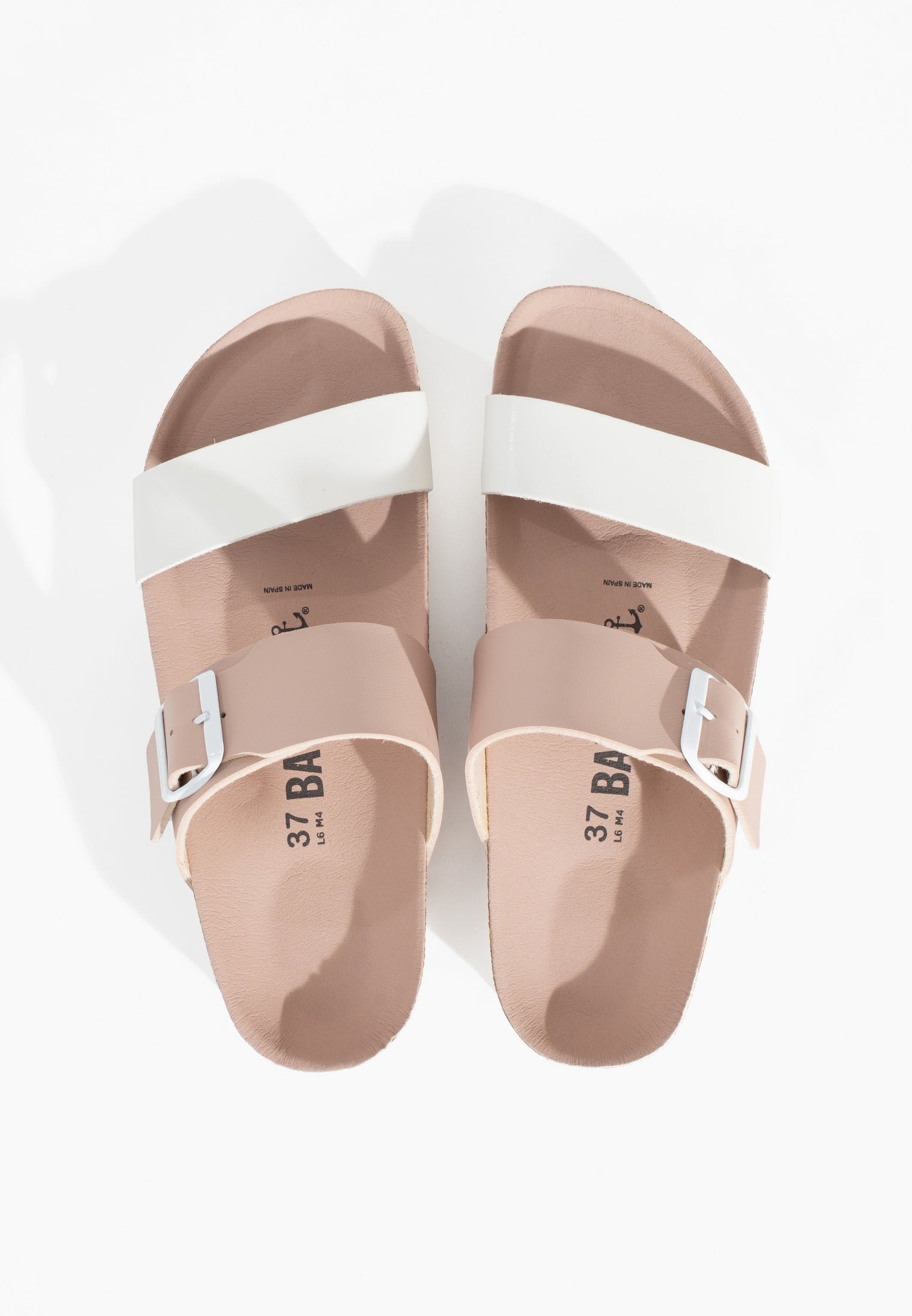 2 Straps Valencia Sandals Light Pink and White