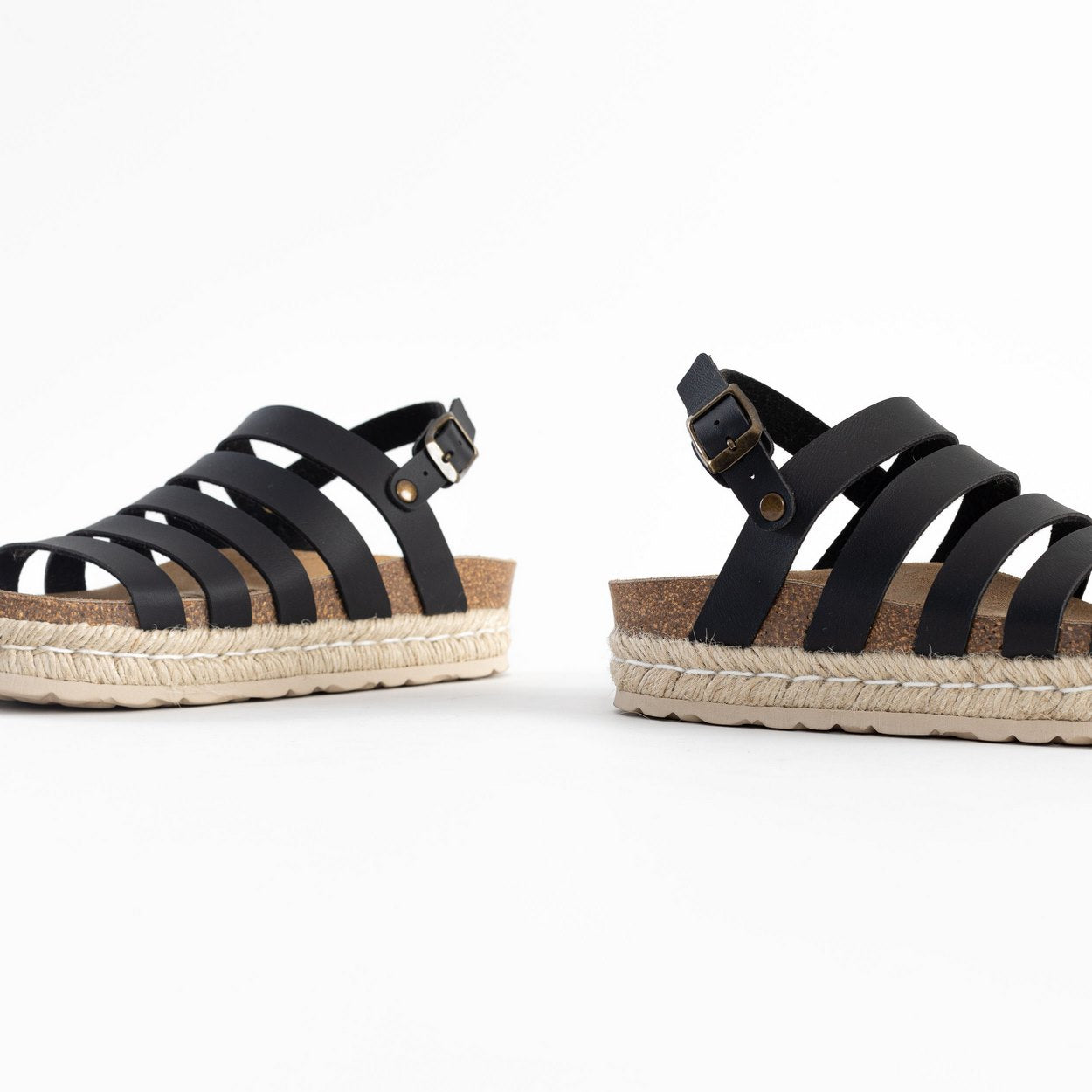 Umbria Black Multi-Strap Platform Sandals