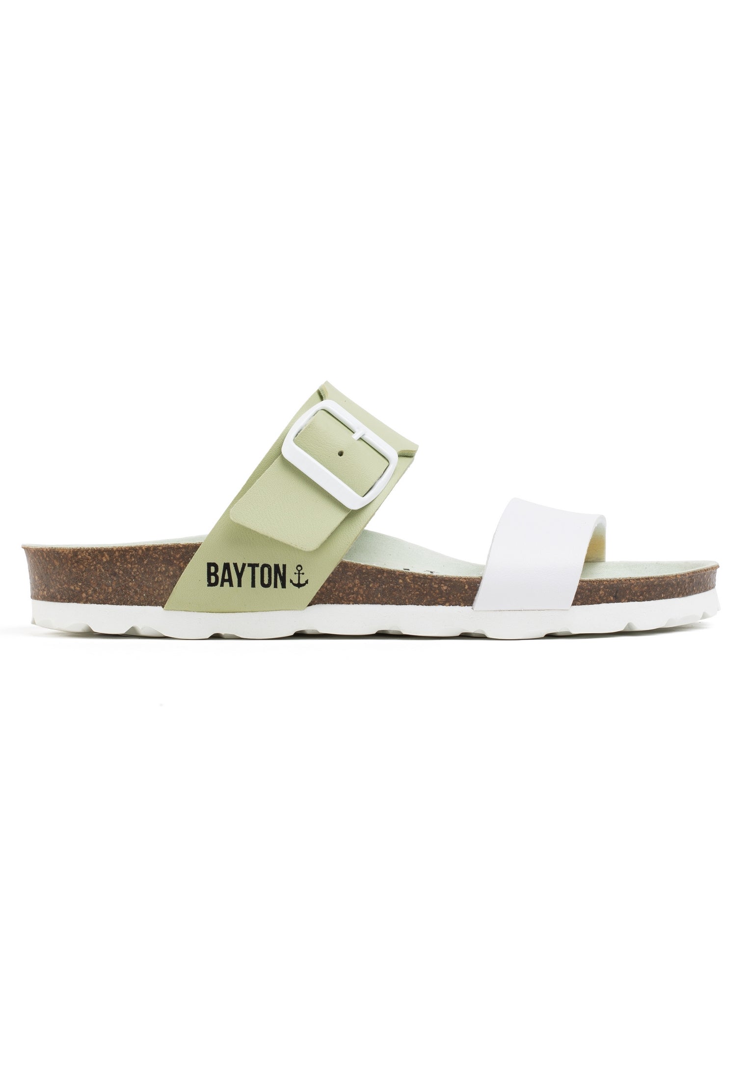 Pale Green and White Valence 2 Strap Sandals