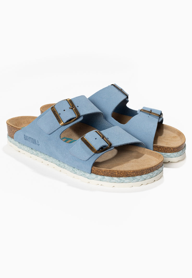 Benalla 2 Straps Sandals in Sky Blue Suede Leather