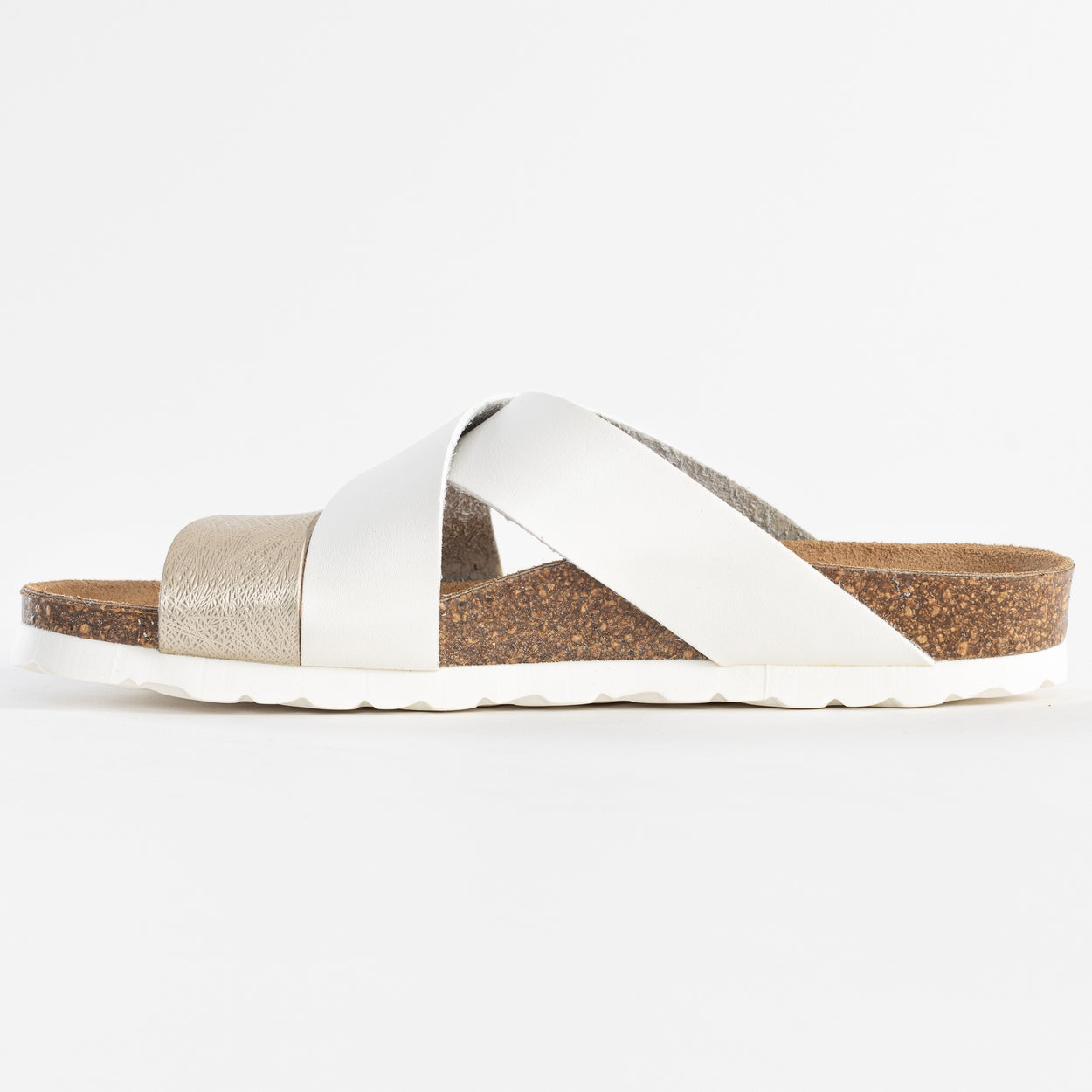 Seville White and Gold Multi-Strap Sandals