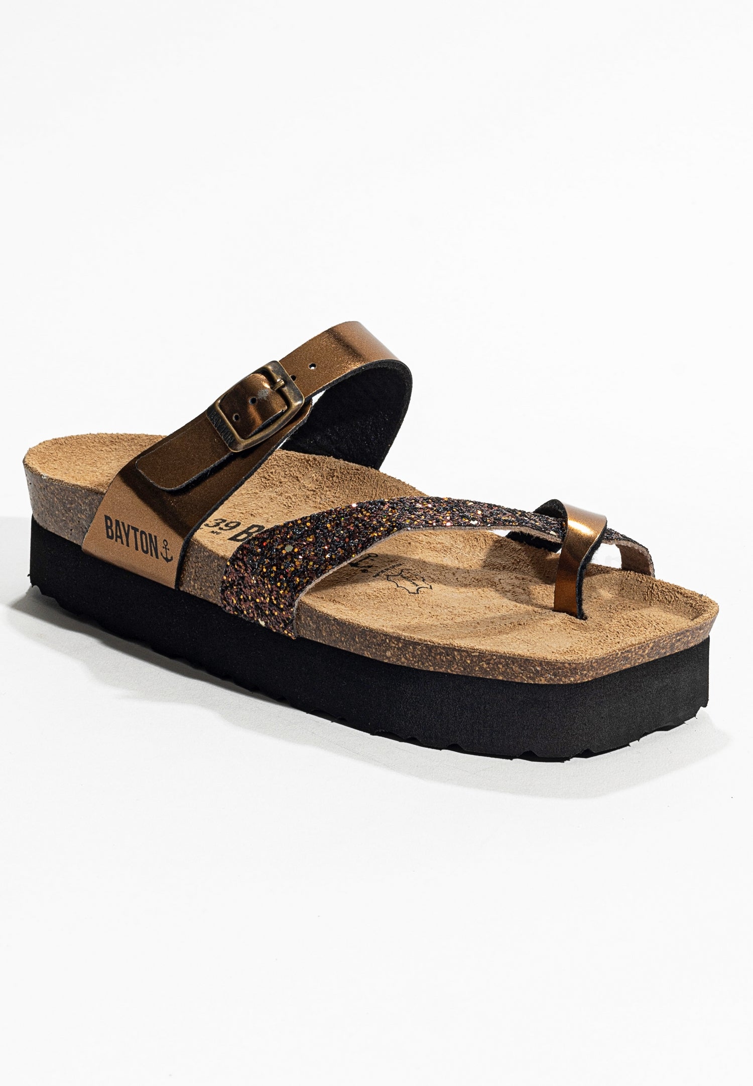 Andromac Bronze and Glitter Platform Sandals