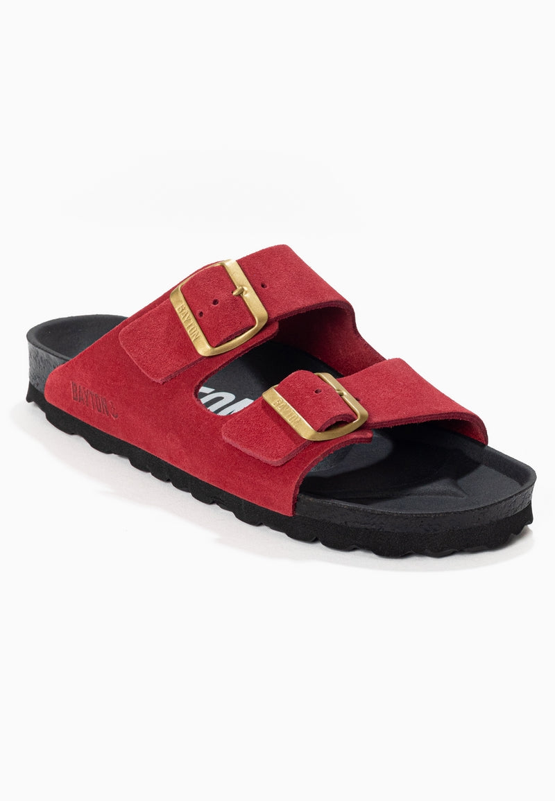 Atlas Bordeaux Suede Leather 2 Strap Sandals