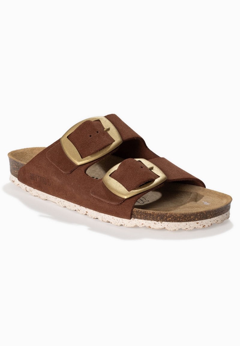 Alicante Brown Suede Leather 2 Strap Sandals