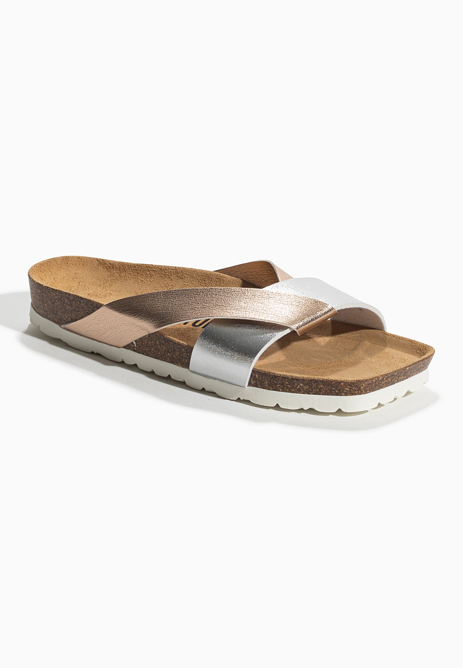 Mildura Rose Gold and Silver 2 Strap Sandals