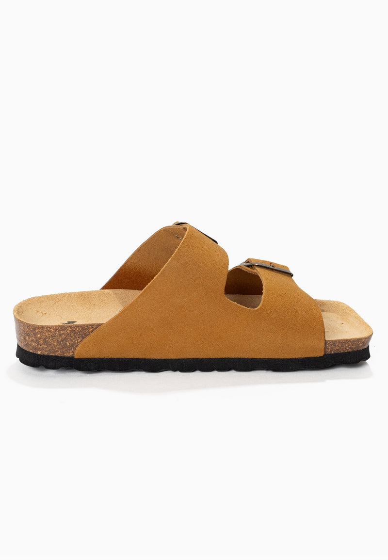 Atlas Camel Suede Leather 2 Strap Sandals