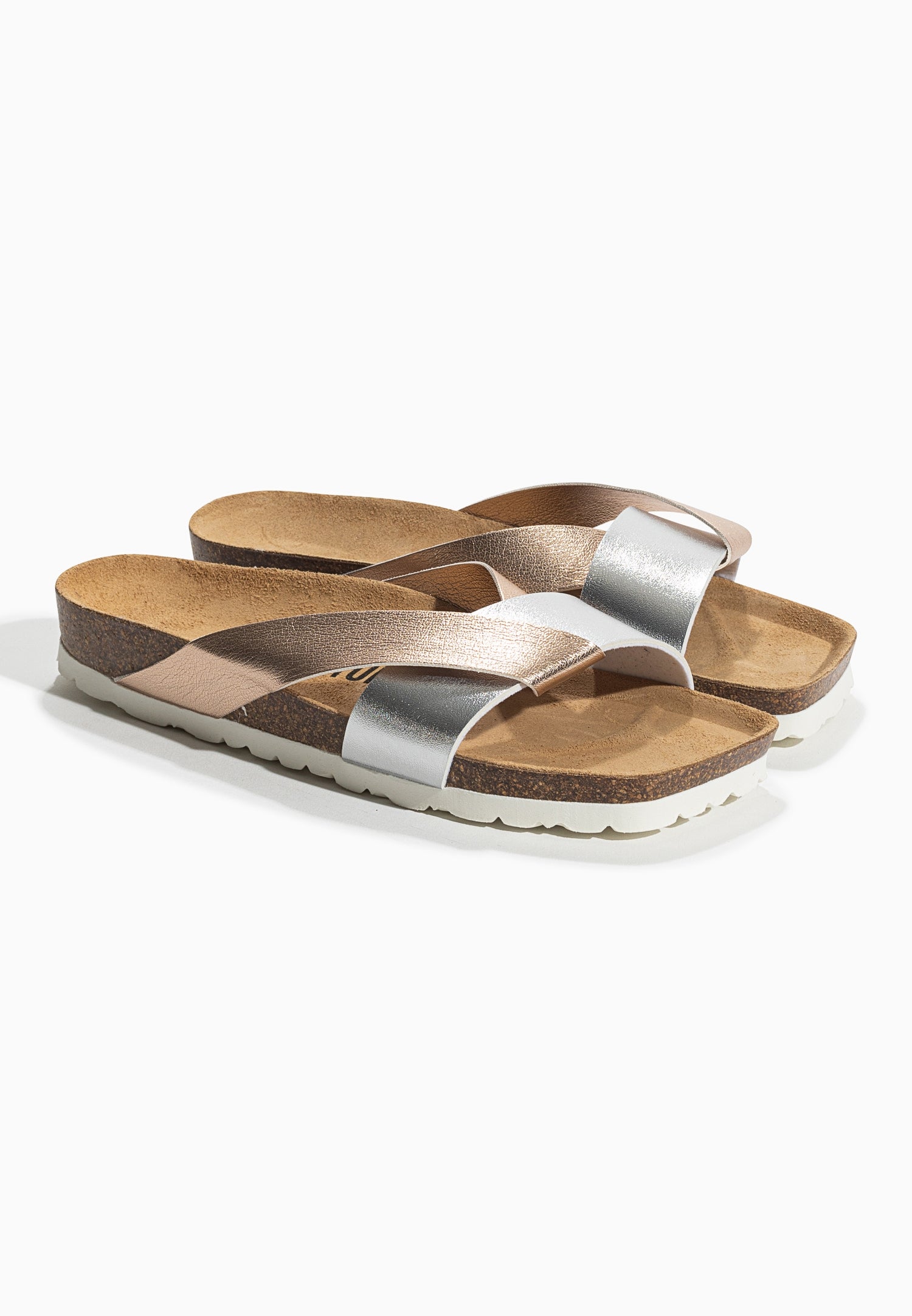 Mildura Rose Gold and Silver 2 Strap Sandals