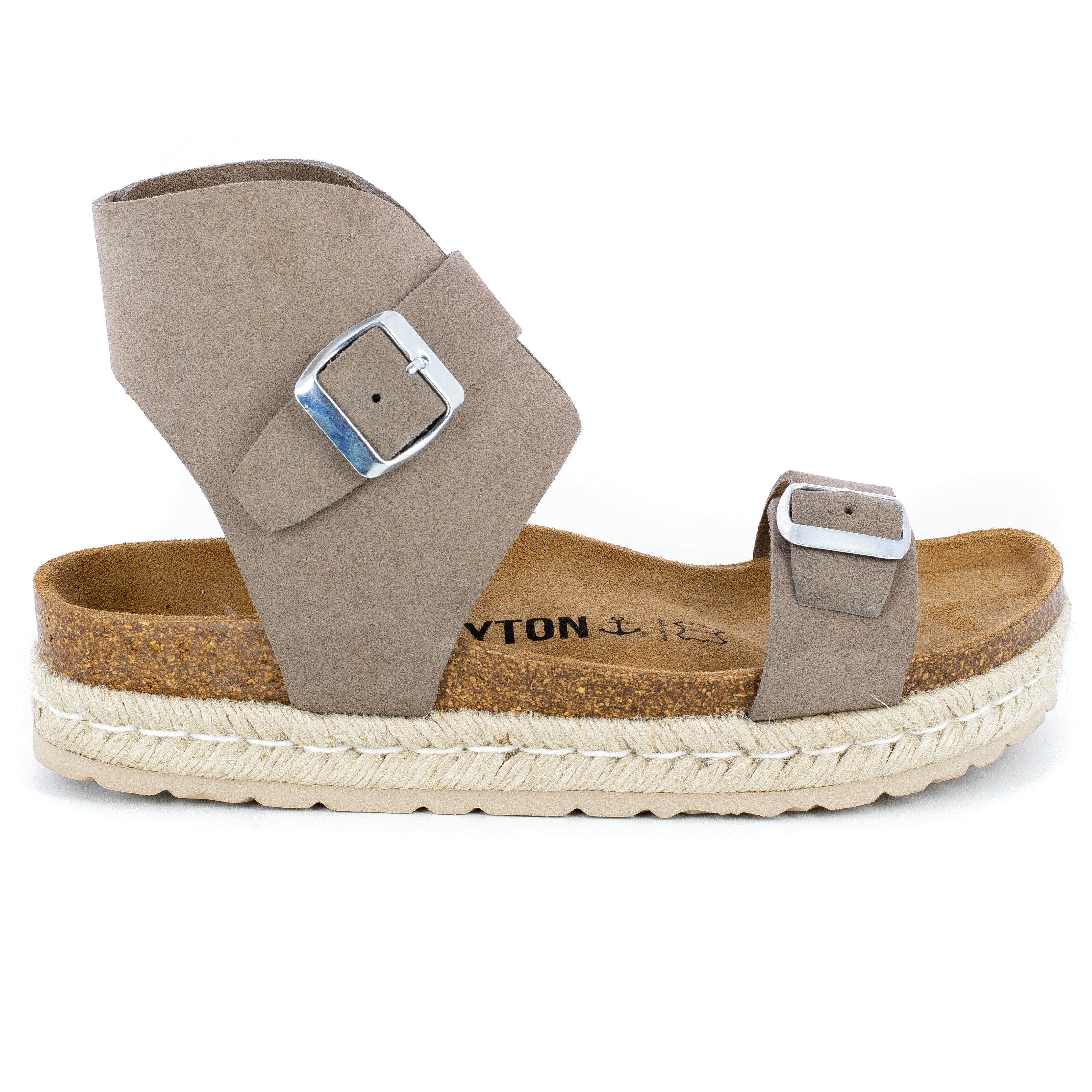 Dubbo Taupe Suede Leather Multi-Strap Platform Sandals