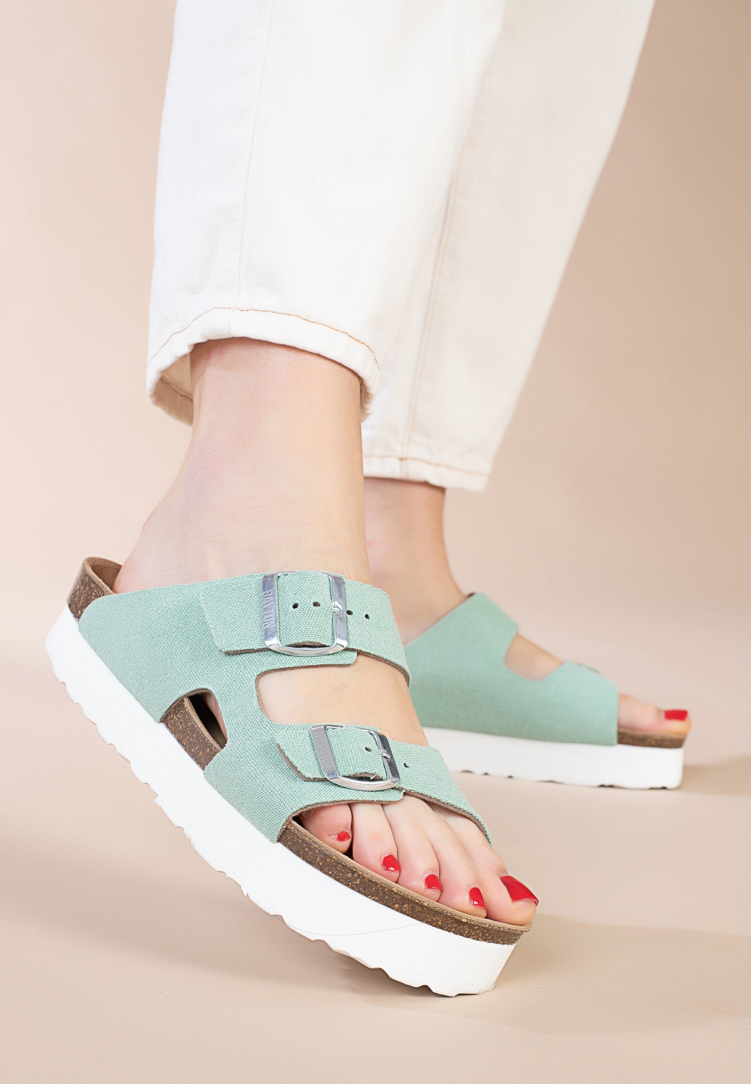 Pastel Green Space Platform Sandals