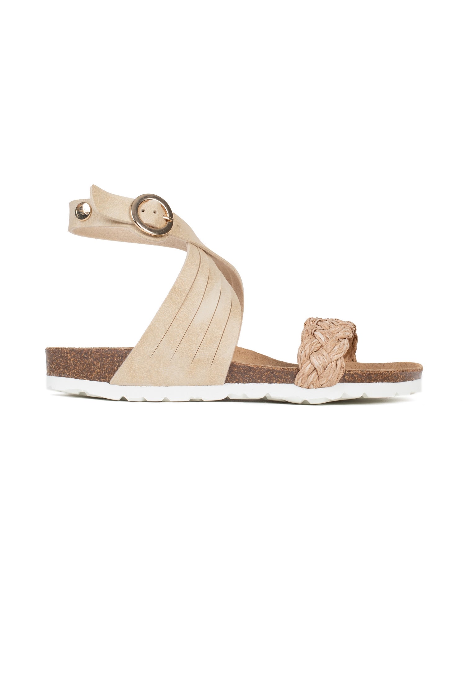 Garrigue Beige and Gold Multi-Strap Sandals