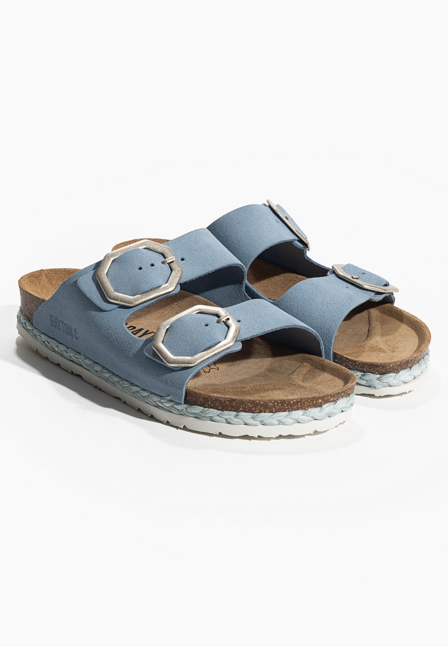 Benalla 2 Straps Sandals in Sky Blue Suede Leather