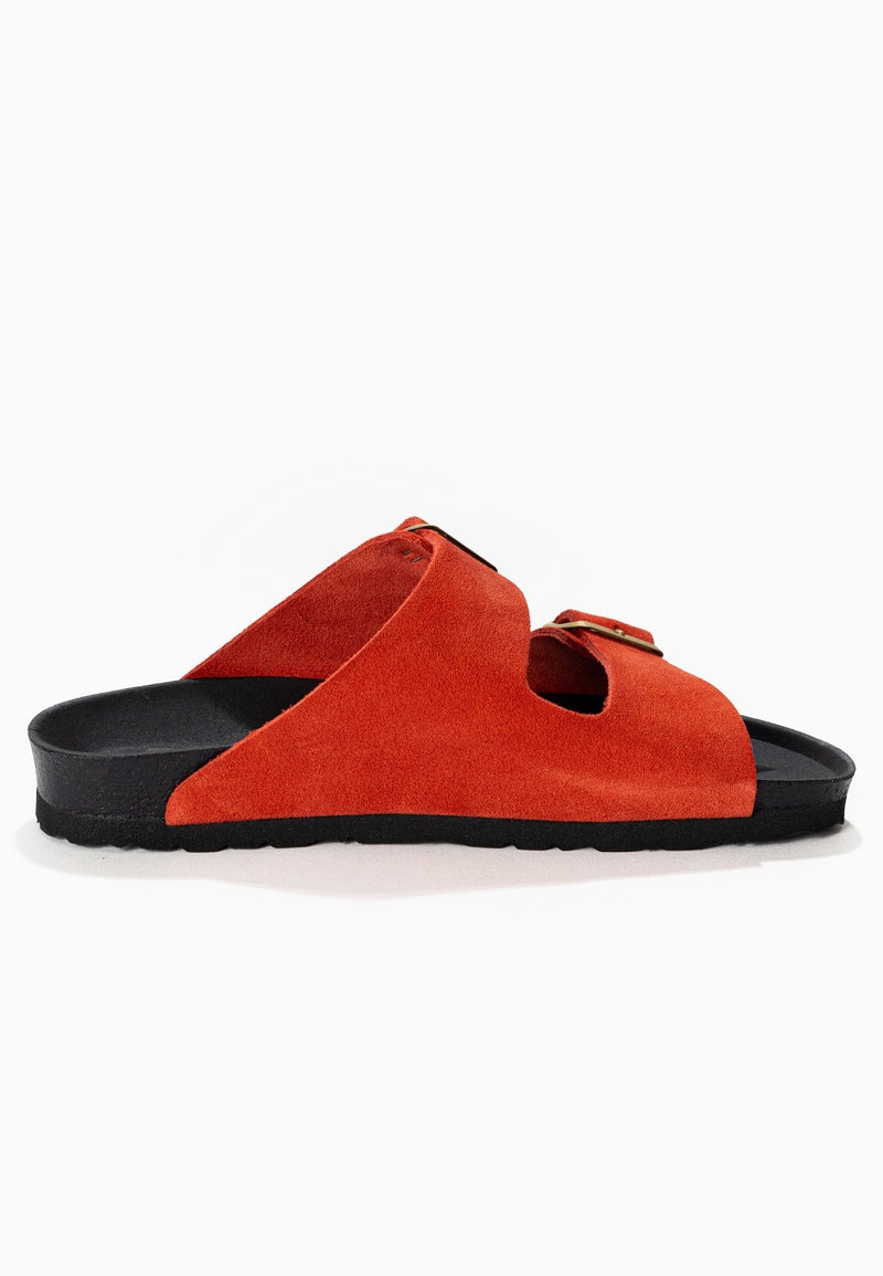 Atlas Orange Suede Leather 2 Strap Sandals