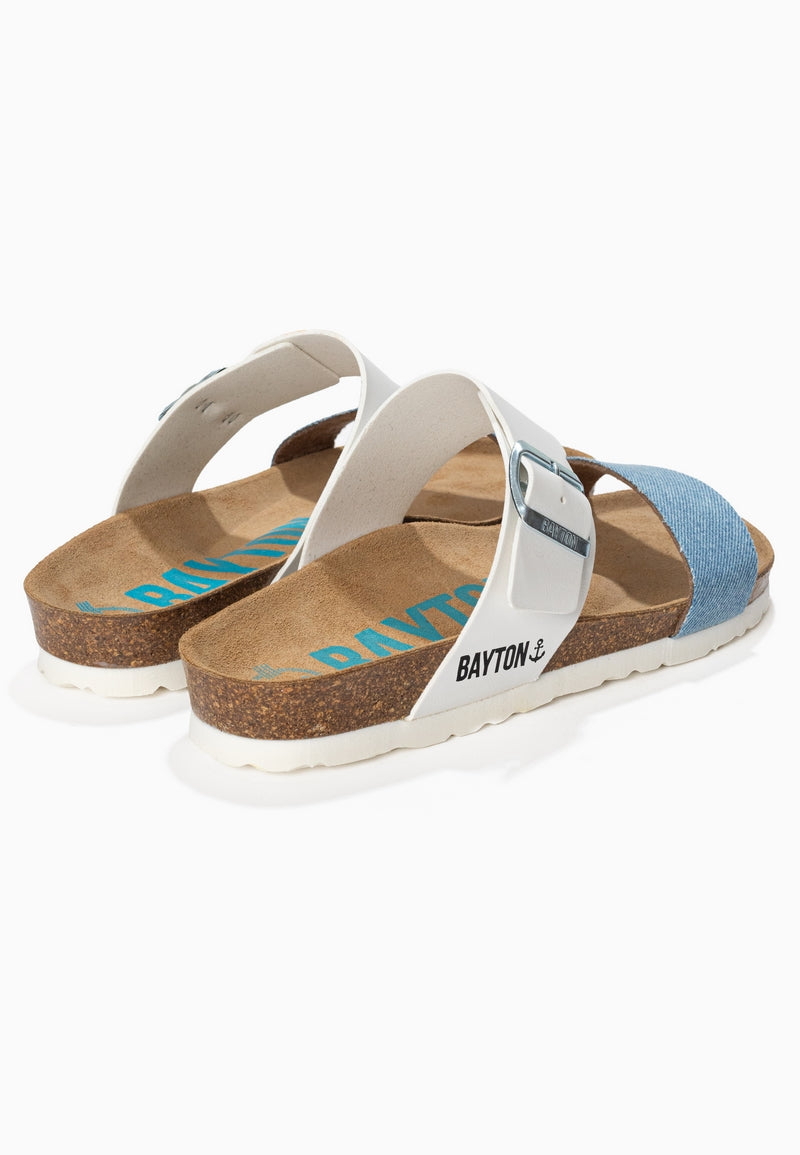 Sandalias Valence en blanco y azul cielo