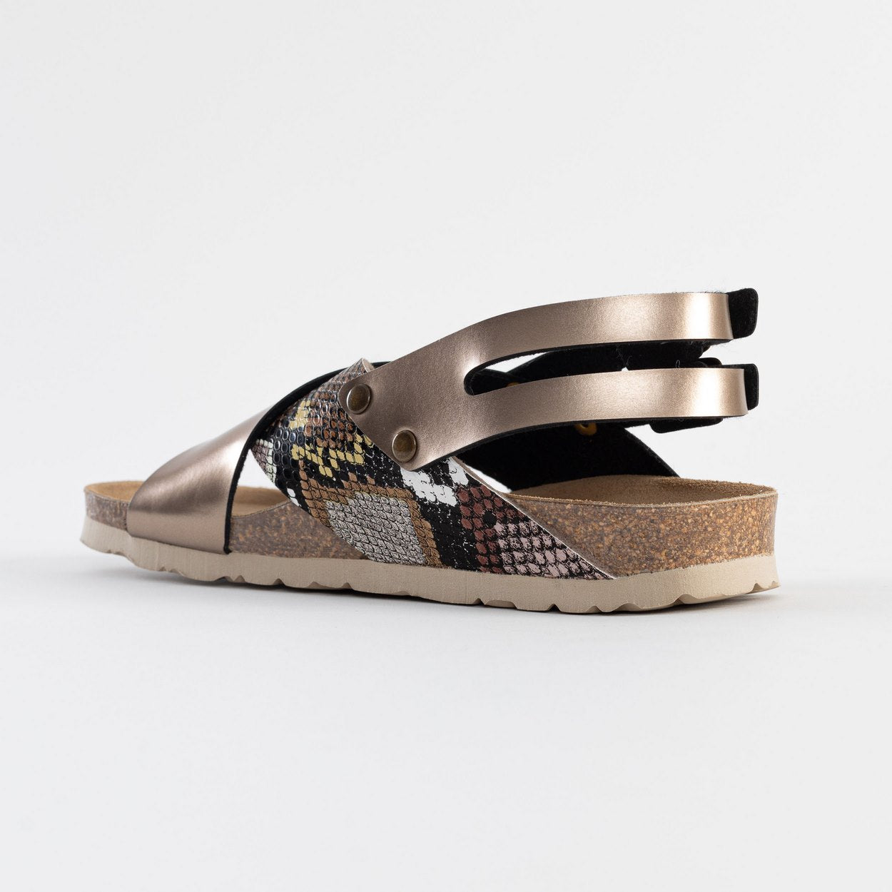 Ronda Beige Python Wedge and Semi-Wedge Sandals