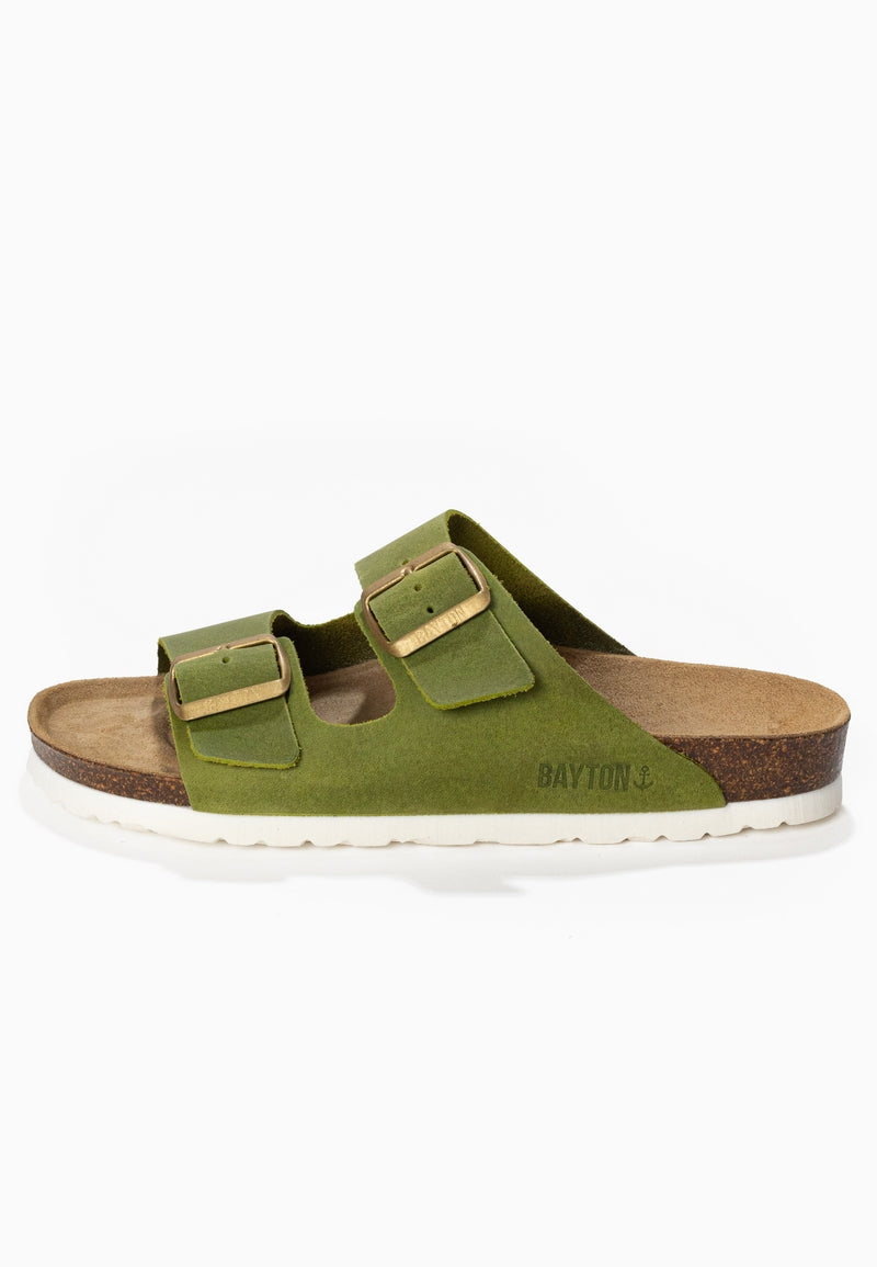 Sandales 2 Brides Atlas Vert 100% Cuir