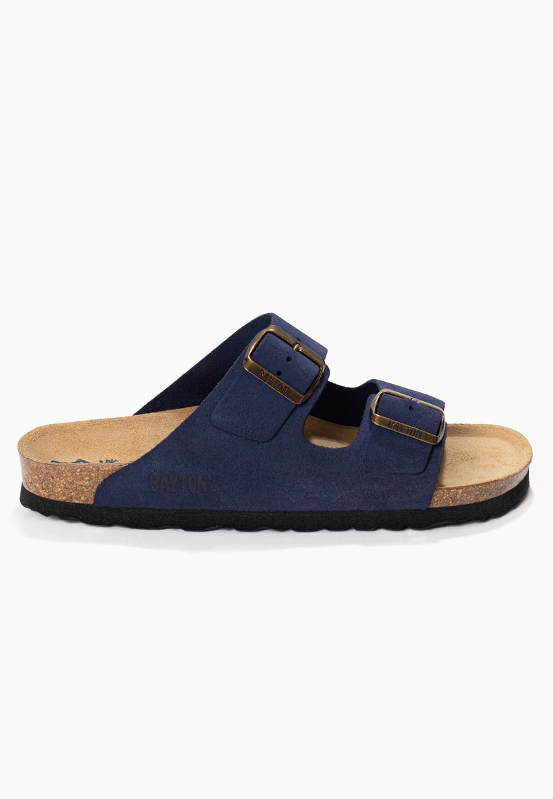 Atlas Navy Blue Suede Leather 2 Strap Sandals