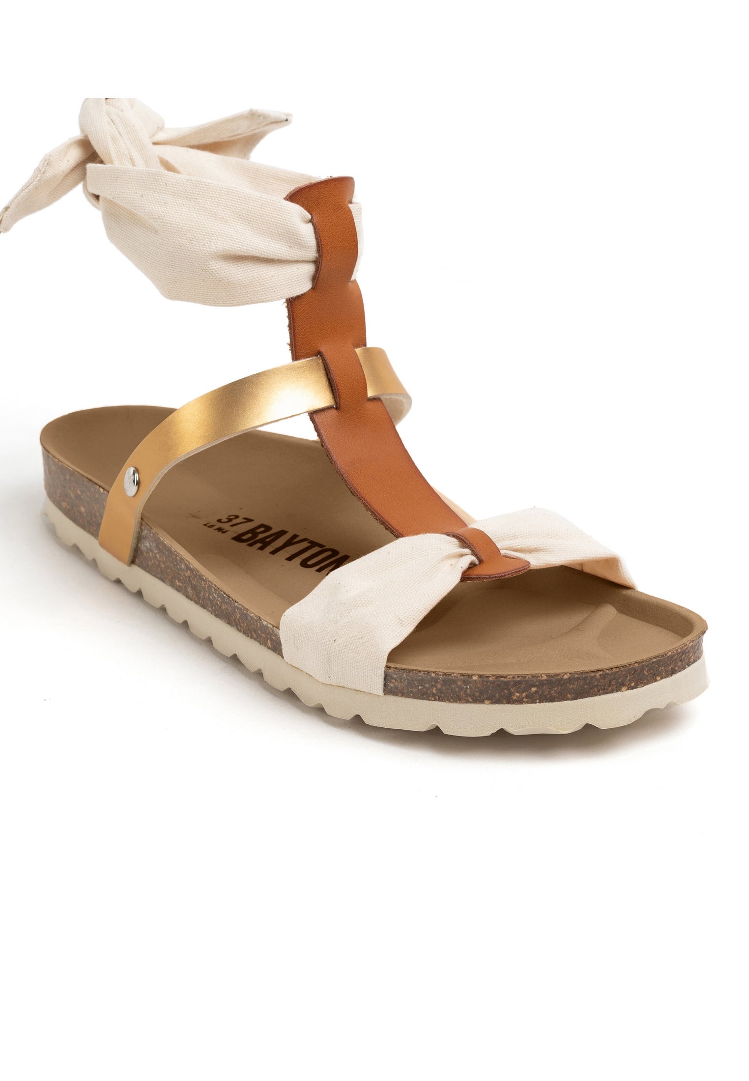 Fonelle Beige and Gold Multi-Strap Sandals