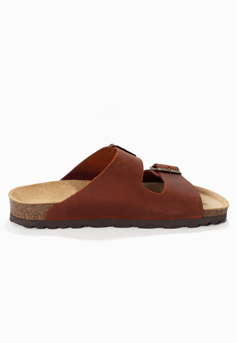 Atlas Brown 2 Strap Sandals 100% Leather