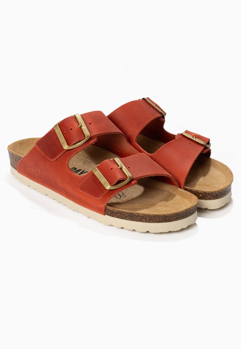 Atlas Orange 2 Strap Sandals 100% Leather