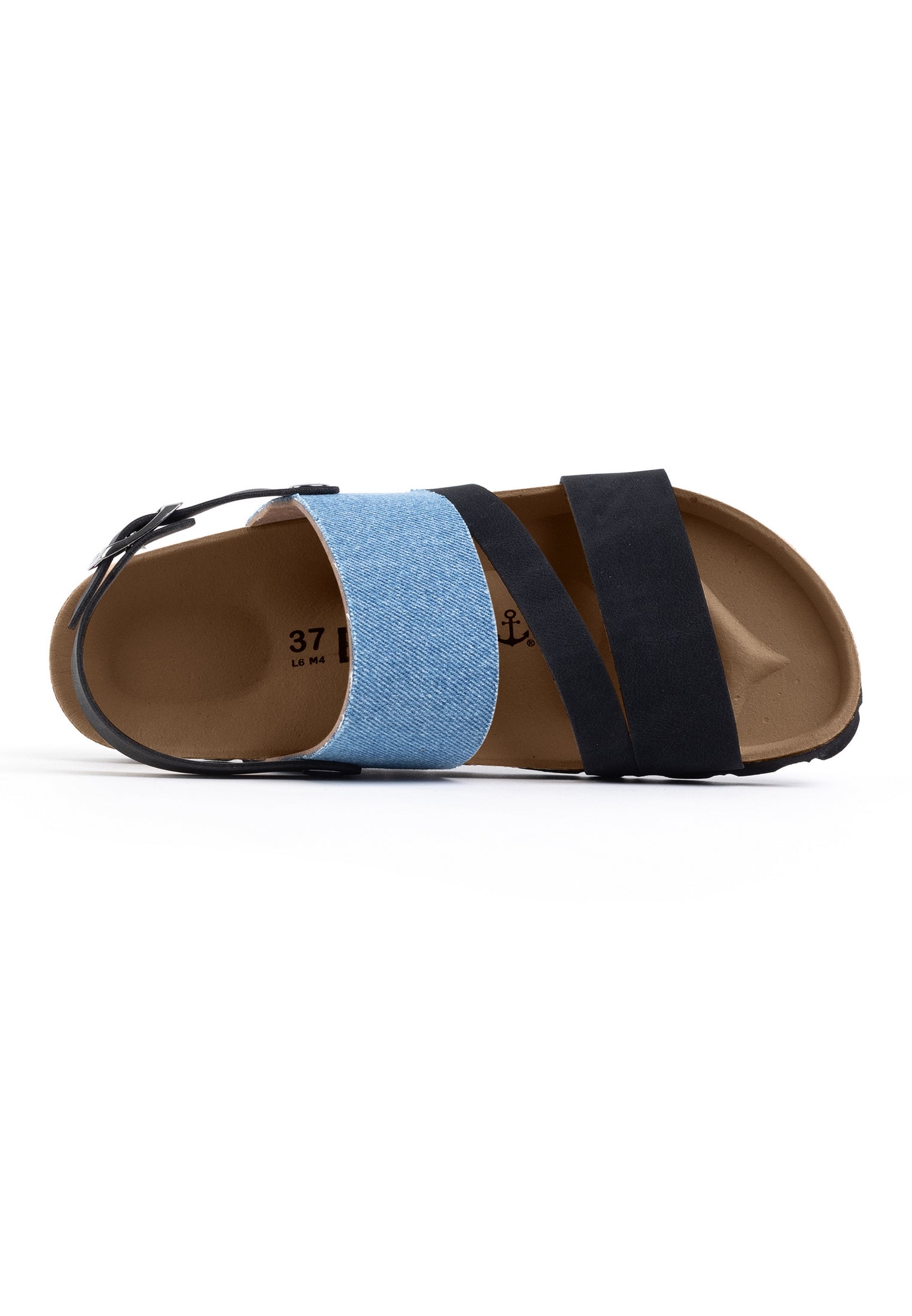 Sandales Vitoria Noir Et Bleu Clair Denim Multi-Brides