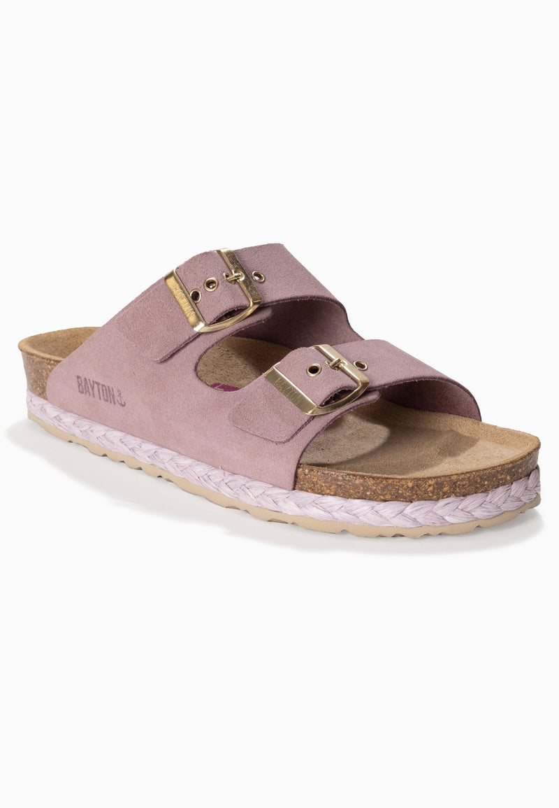 Atlas Lila Suede Leather 2 Strap Sandals