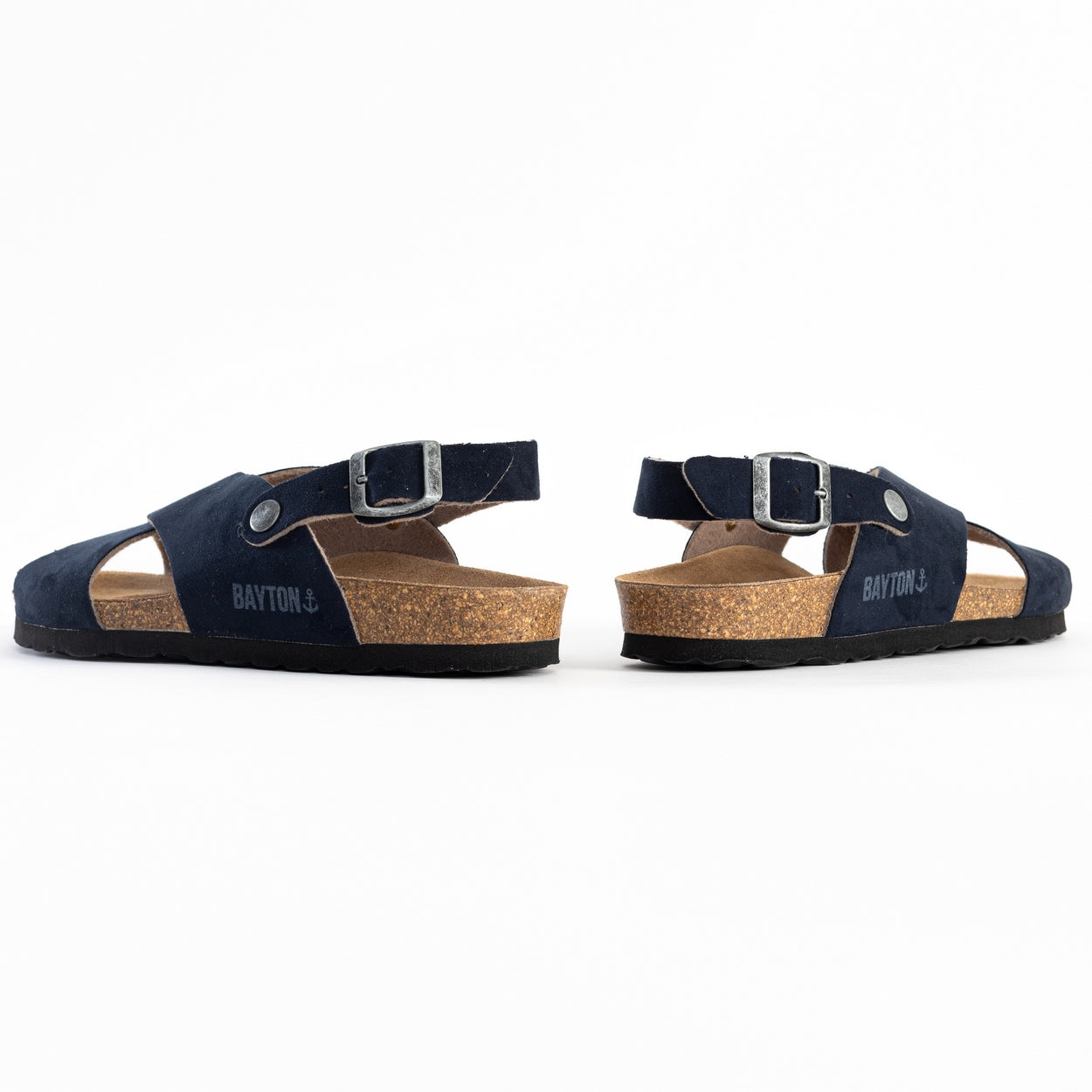 Navy Blue Tweed Multi-Strap Sandals