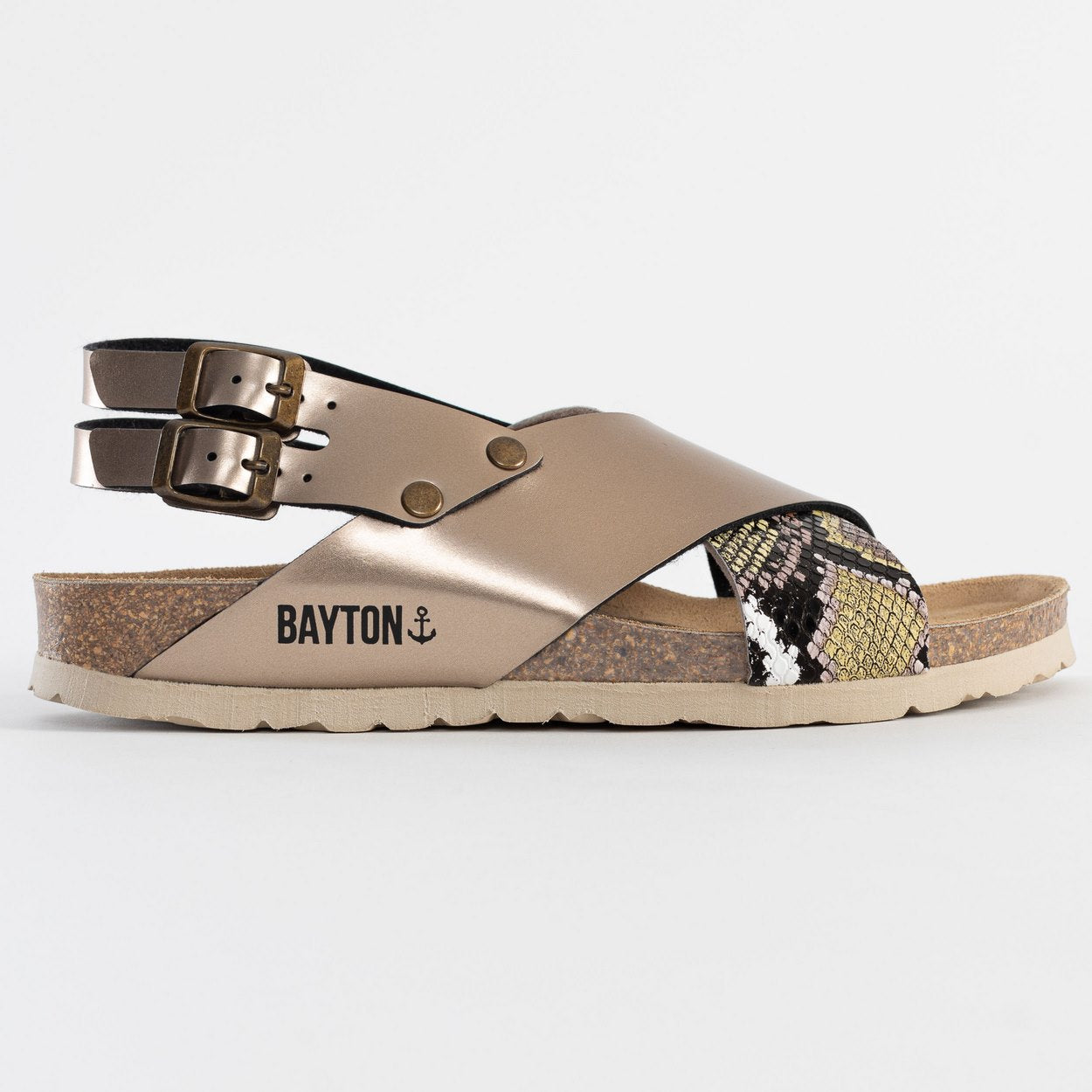 Ronda Beige Python Wedge and Semi-Wedge Sandals