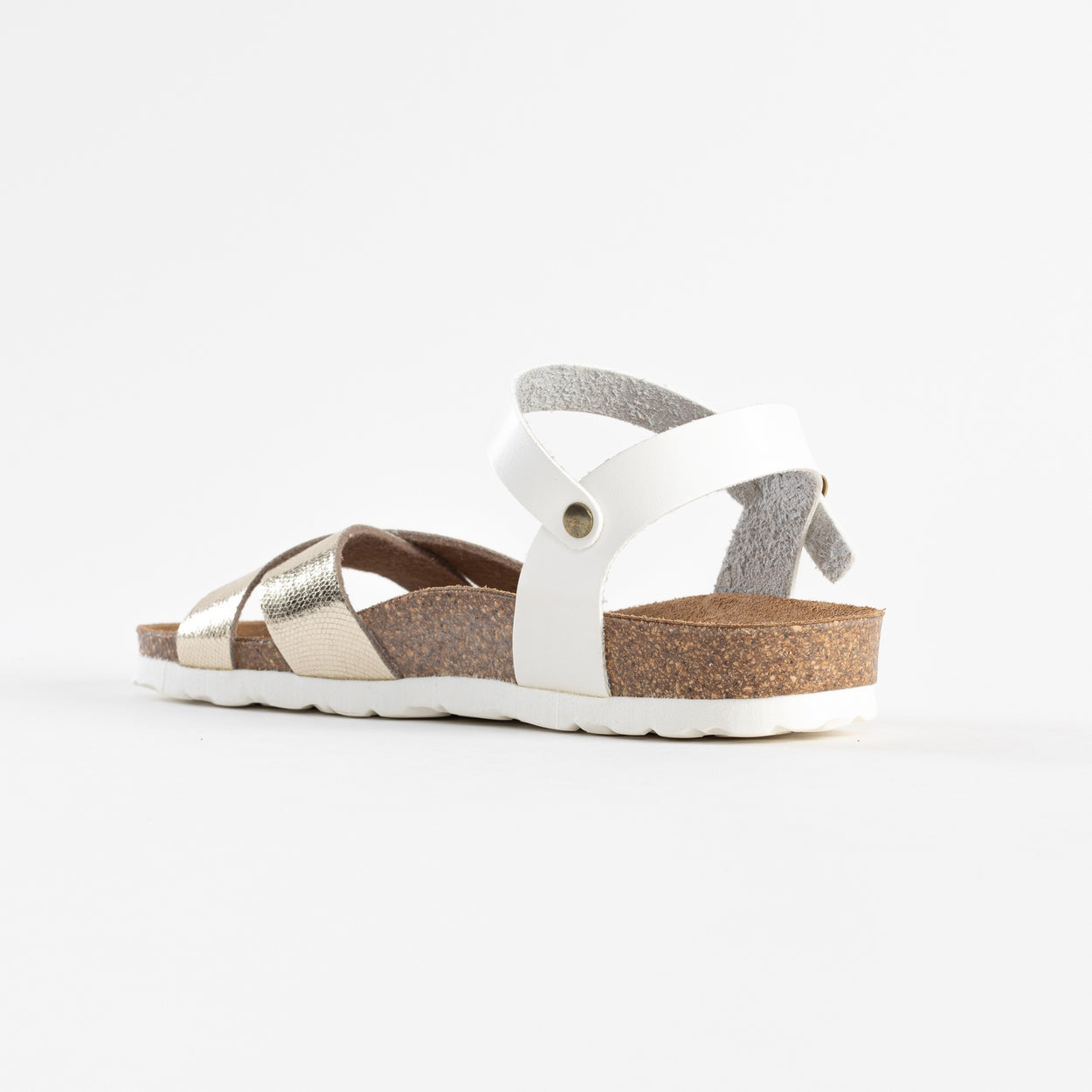 Vallado White and Gold Multi-Strap Sandals