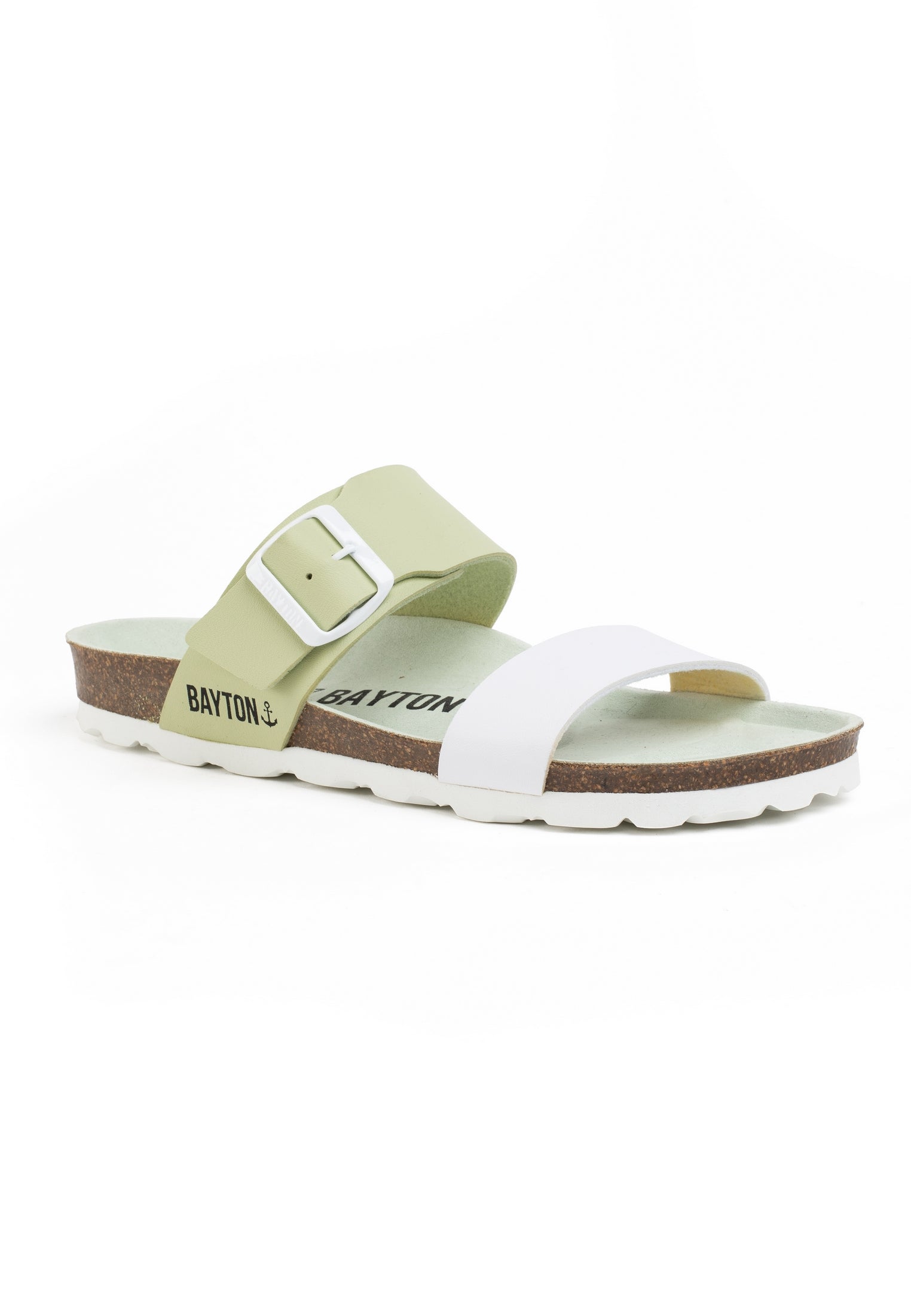 Pale Green and White Valence 2 Strap Sandals