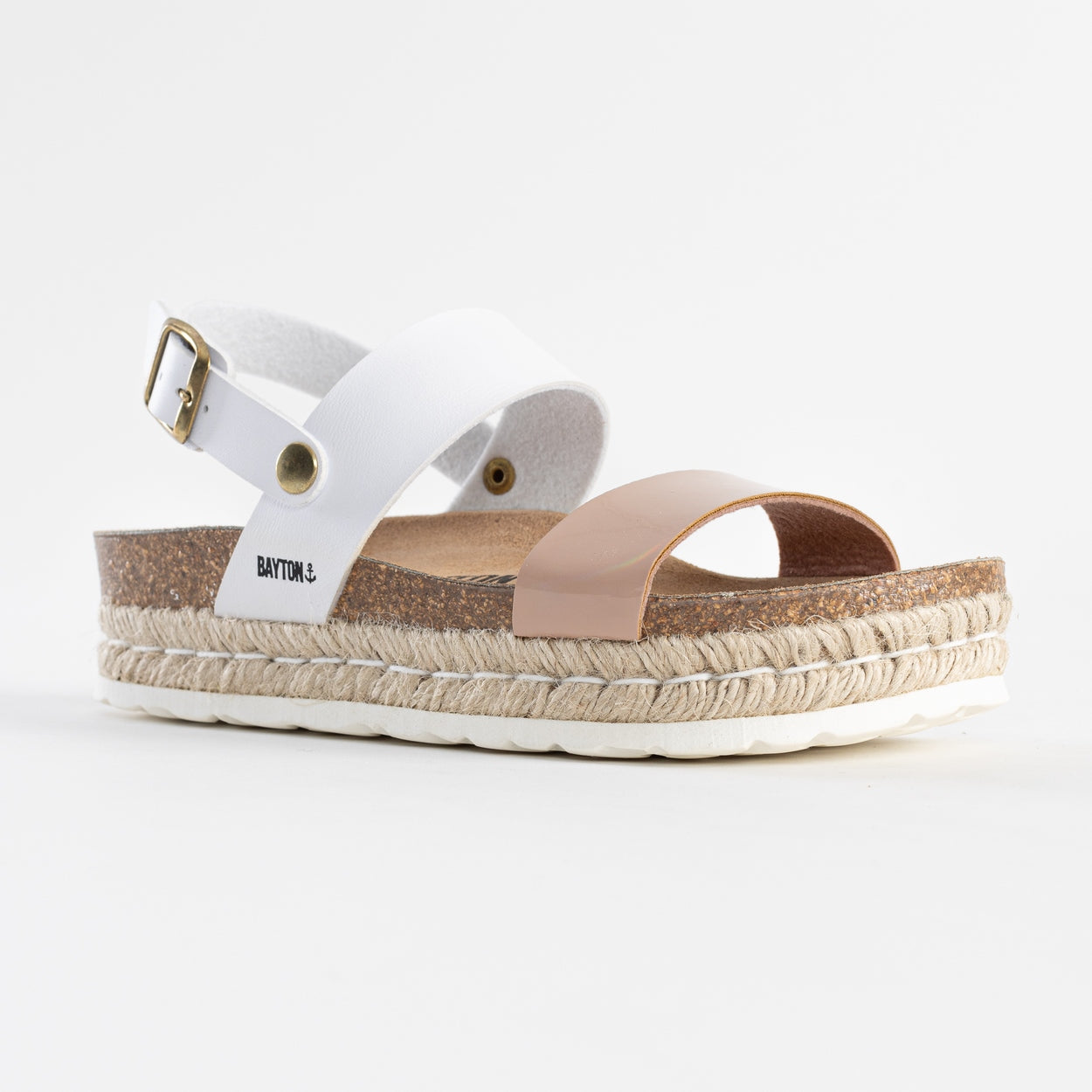 Gaceo White and Nude Platform Sandals