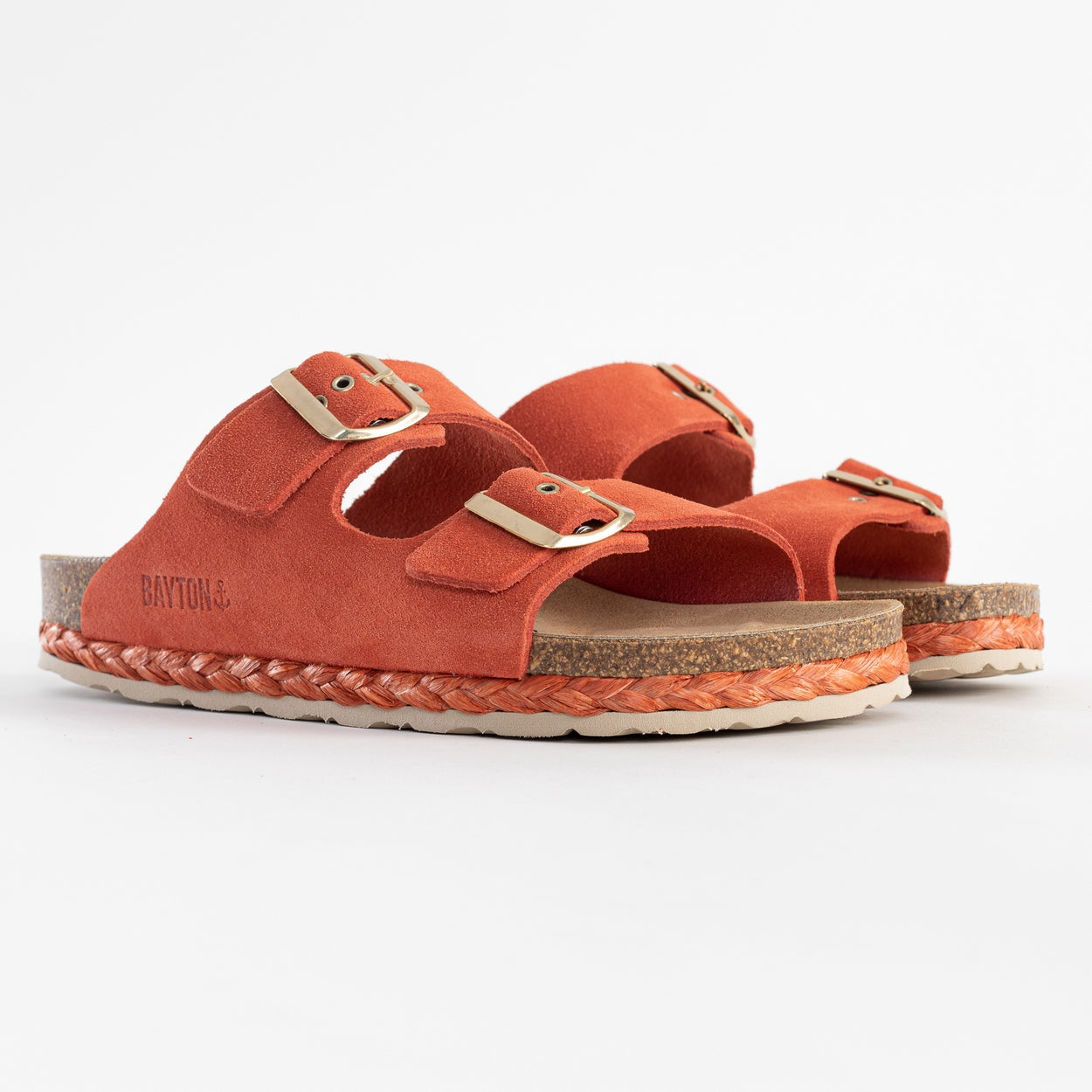 Atlas Coral Suede Leather 2 Strap Sandals