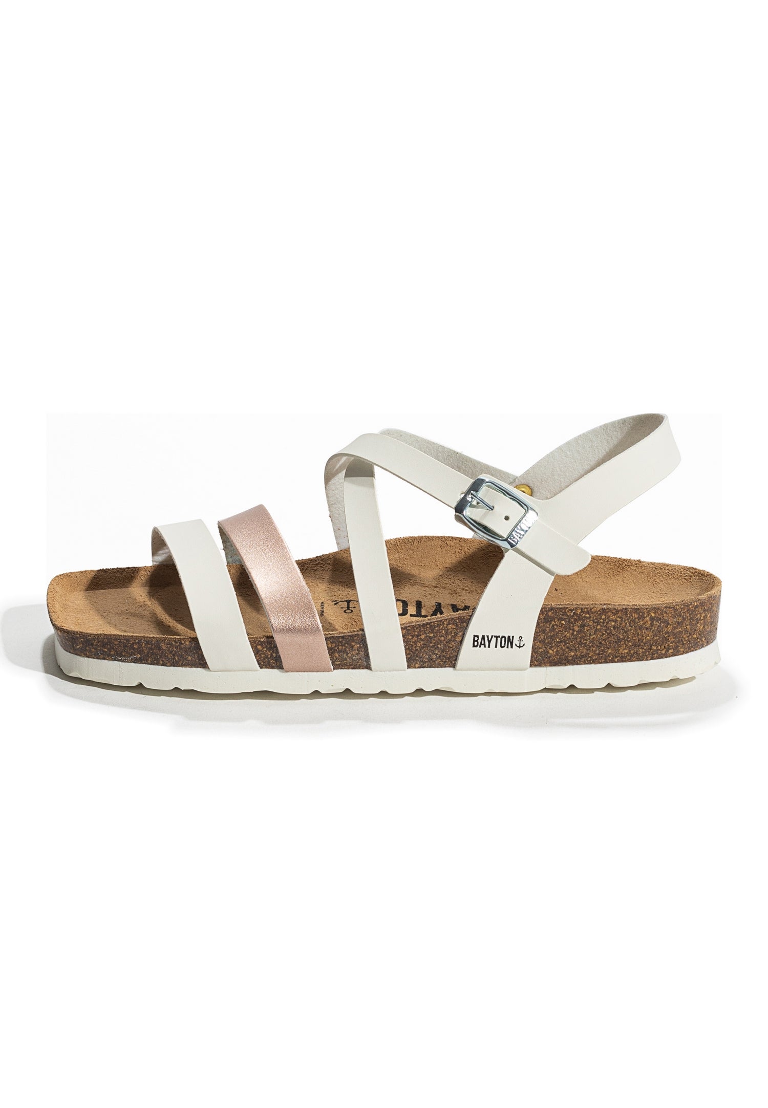 Gerone White and Rose Gold Multi-Strap Sandals