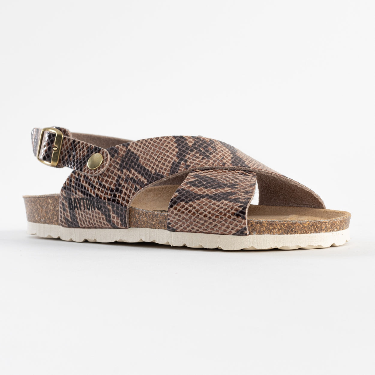 Sandalias Tweed Varias Tiras Pitón Beige