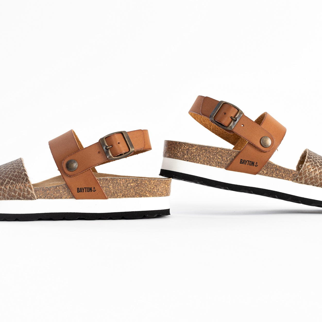 Sandalias Almeria Plataforma Bronce Y Camel